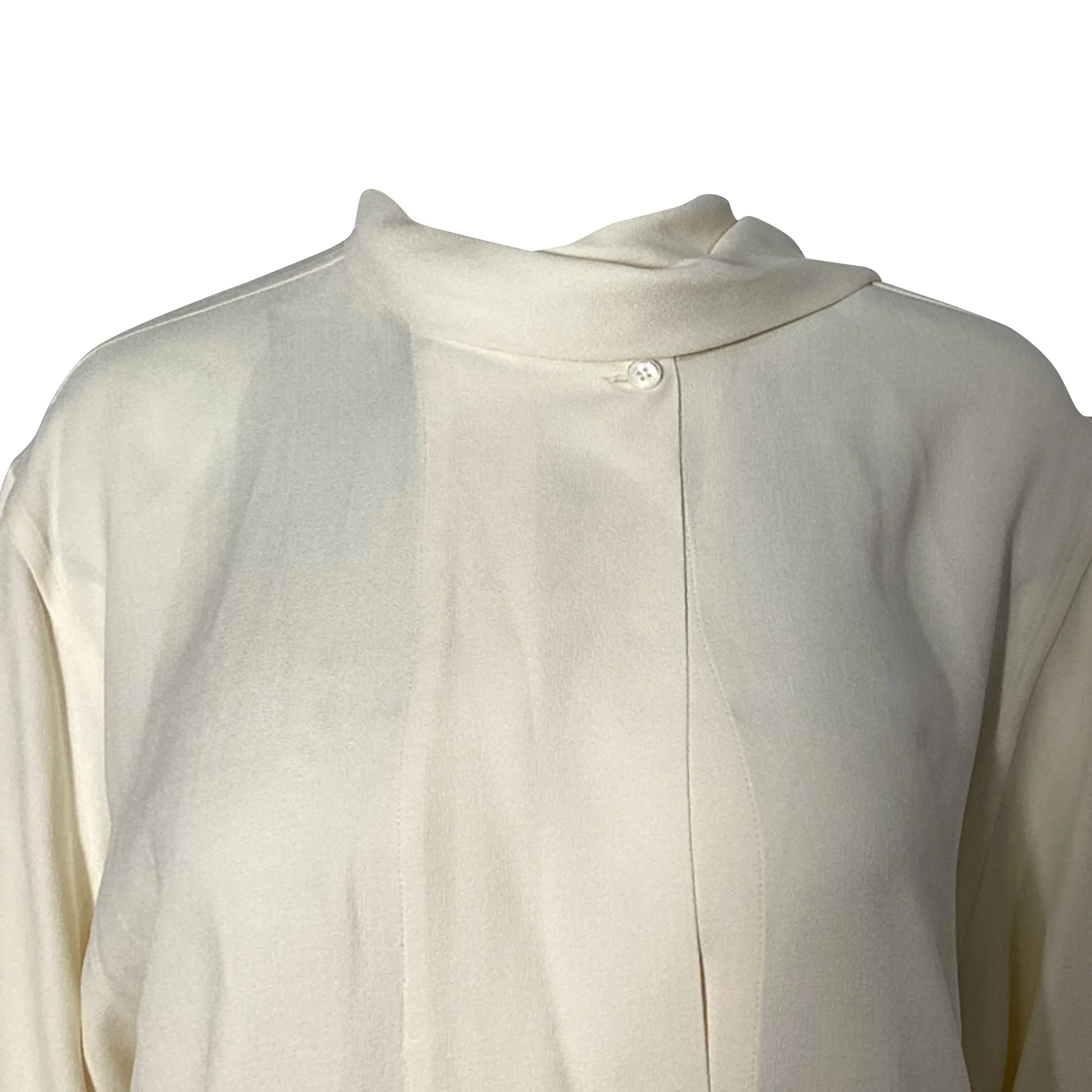 Women's Victoria Beckham Scarf Neck Long Sleeve Blouse in Cream Acetate - Image 4