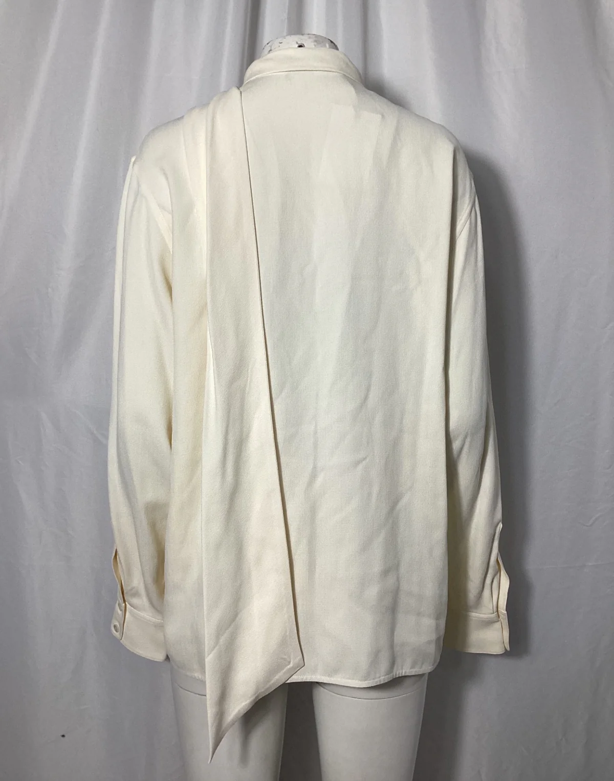 Women's Victoria Beckham Scarf Neck Long Sleeve Blouse in Cream Acetate - Image 9
