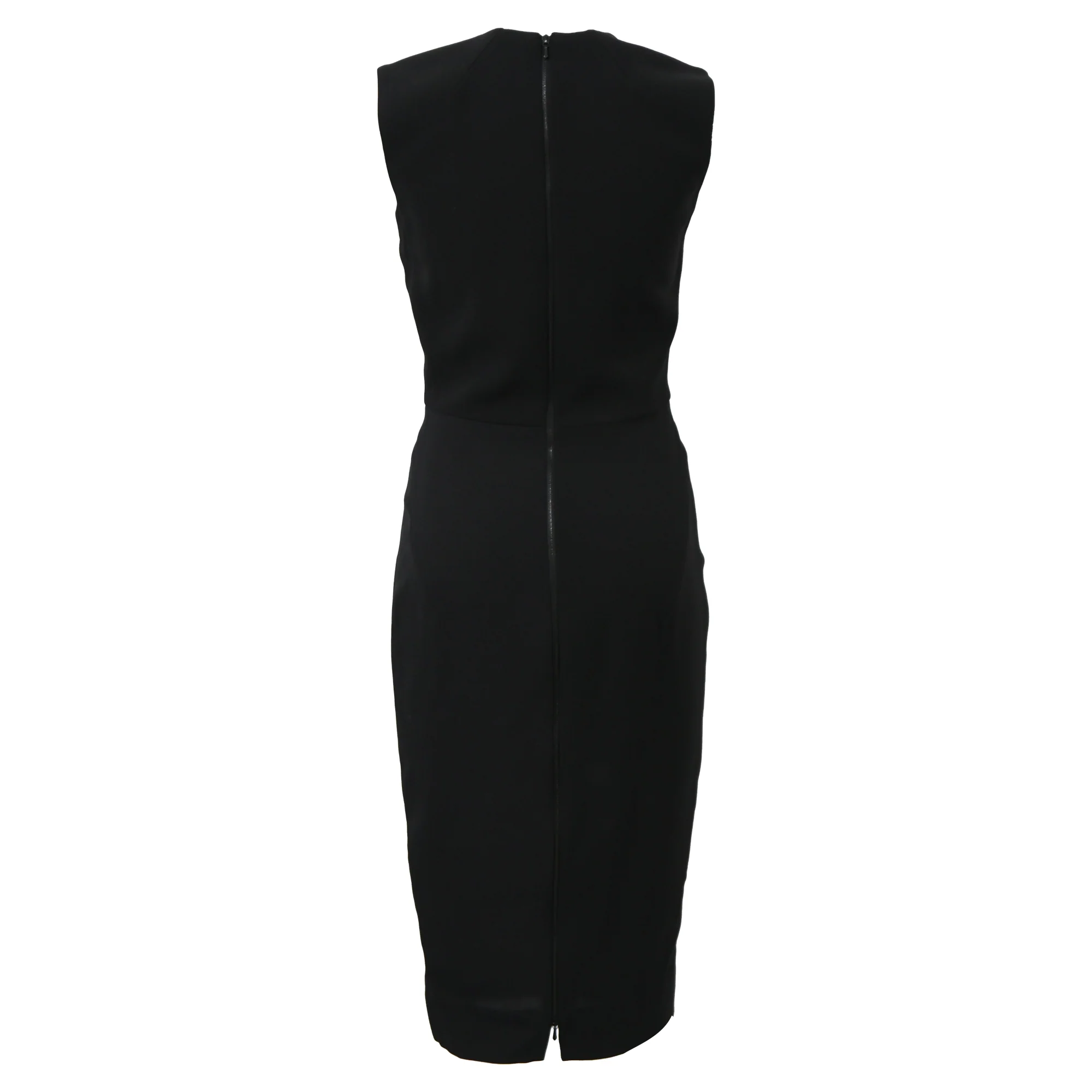 Women's Victoria Beckham Sleeveless Mesh Midi Dress in Black Polyester - Image 3