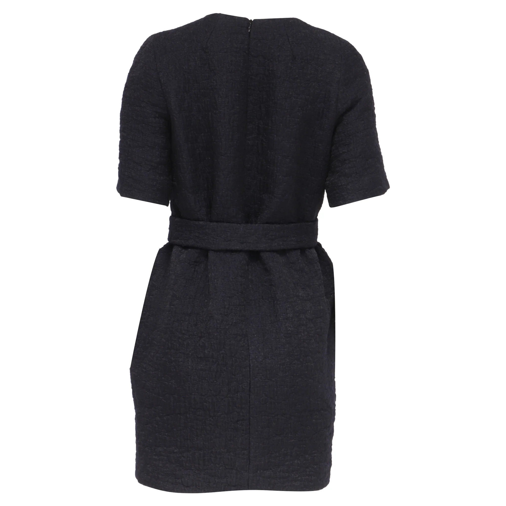Women's Victoria Victoria Beckham Belted Dress in Black Wool - Image 4