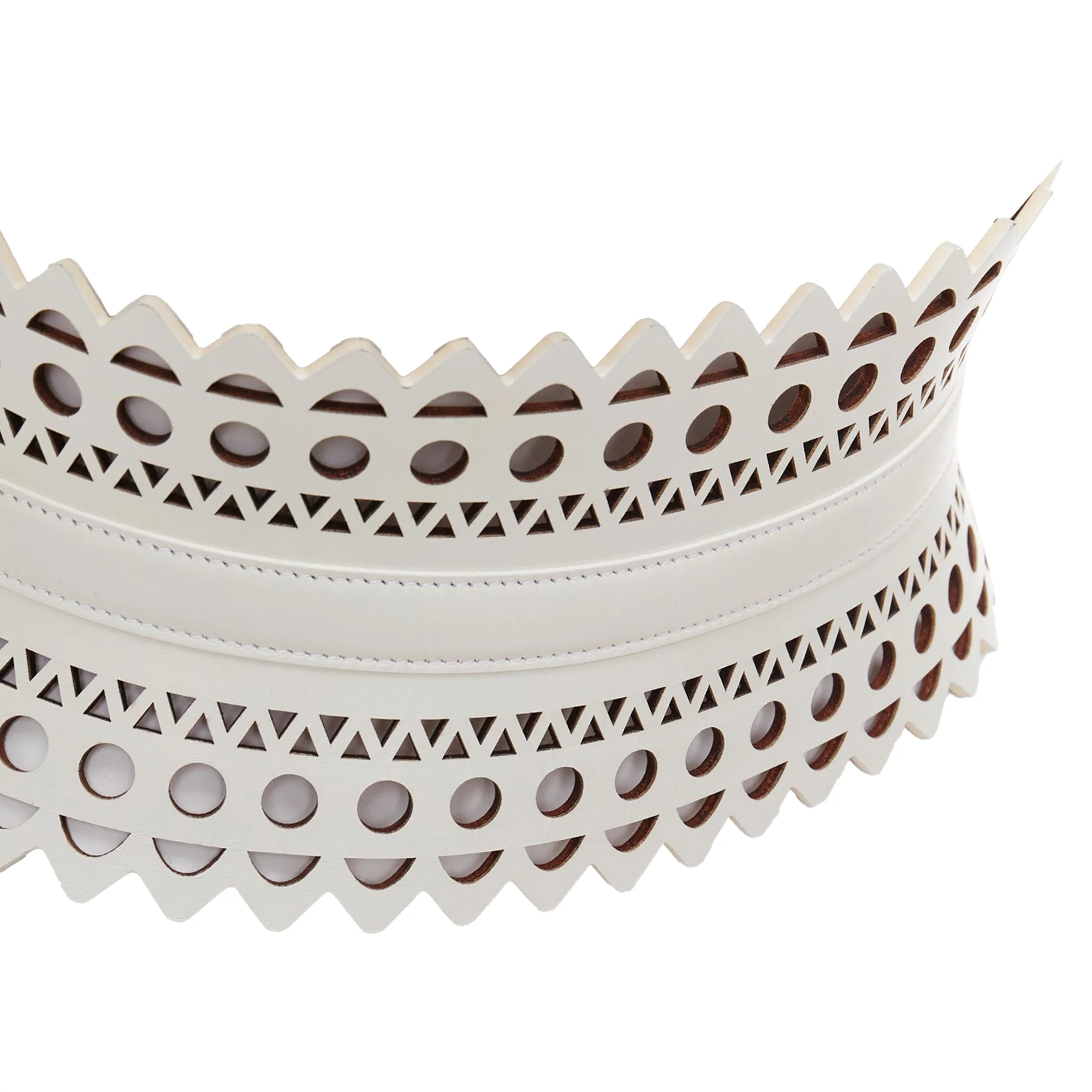 ALAIA white leather geometric cut out scallop edge wide corset belt 65cm - Image 6