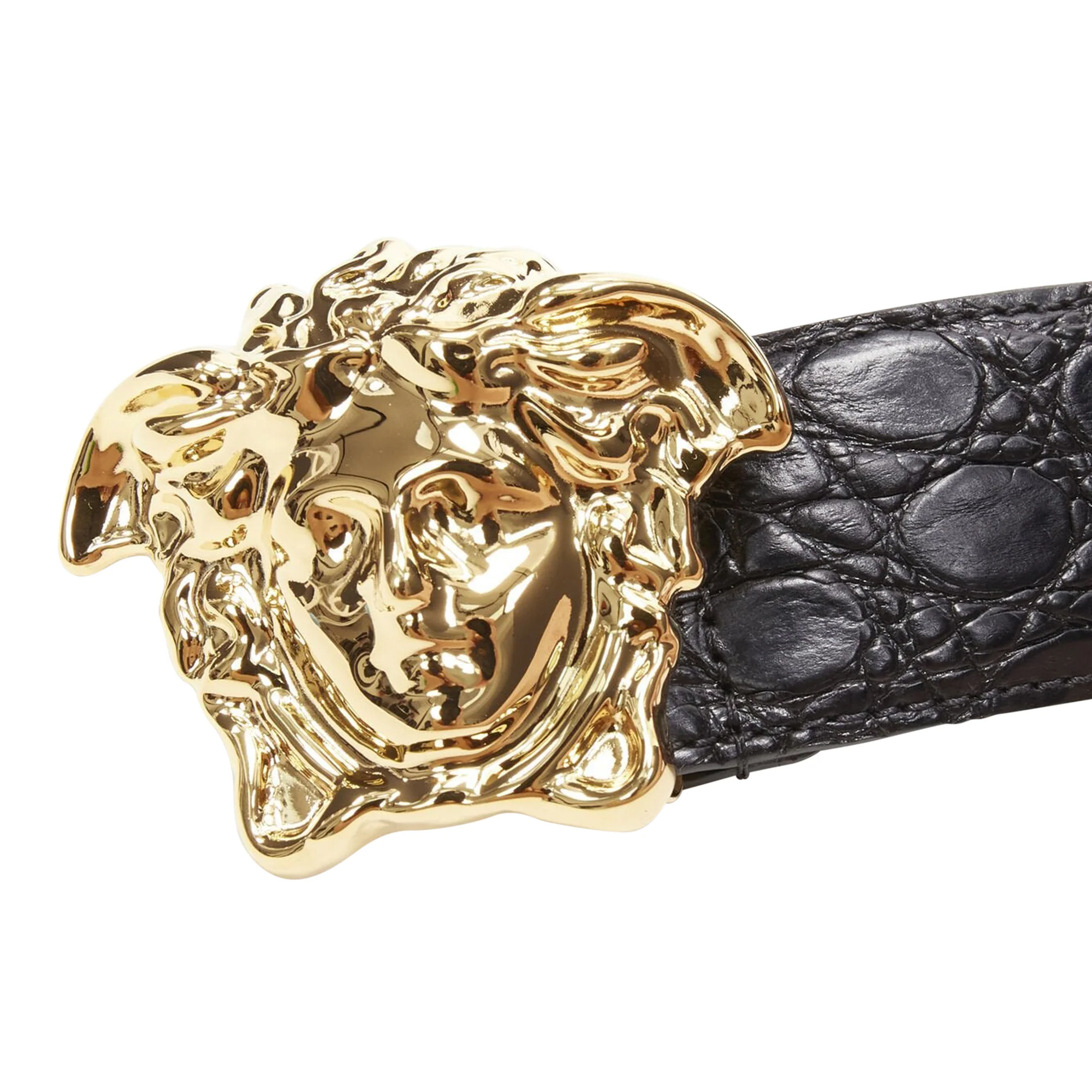 Versace La Medusa g buckle scaled leather belt - Image 5