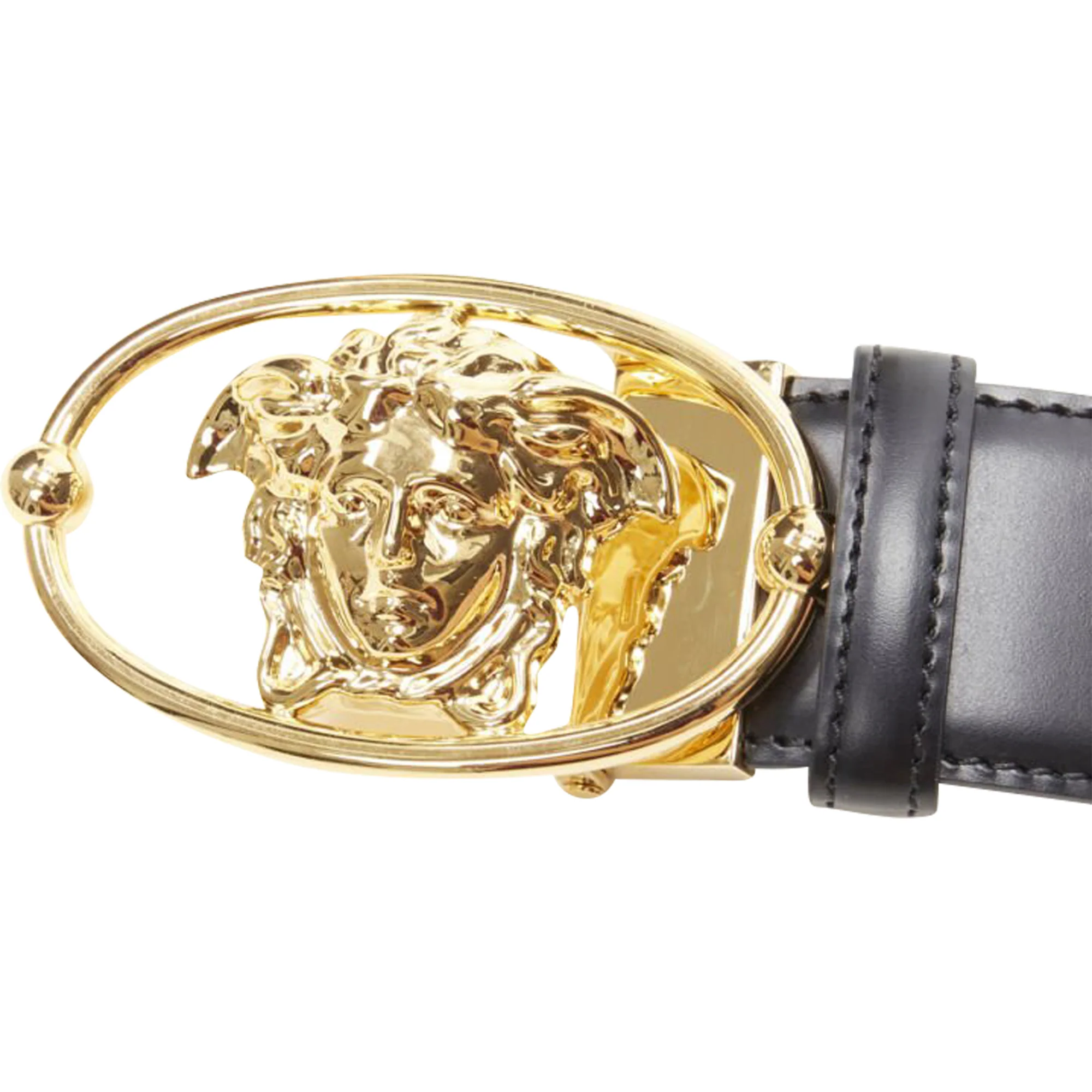 Versace La Medusa Insignia oval buckle leather belt - Image 6