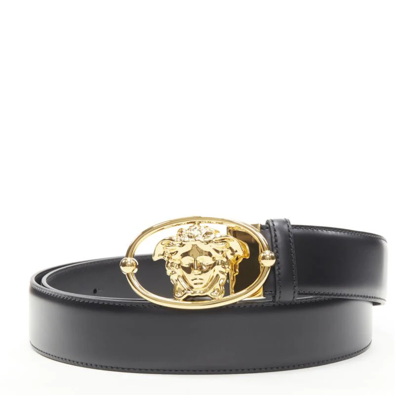 Versace La Medusa Insignia oval buckle leather belt - Image 7