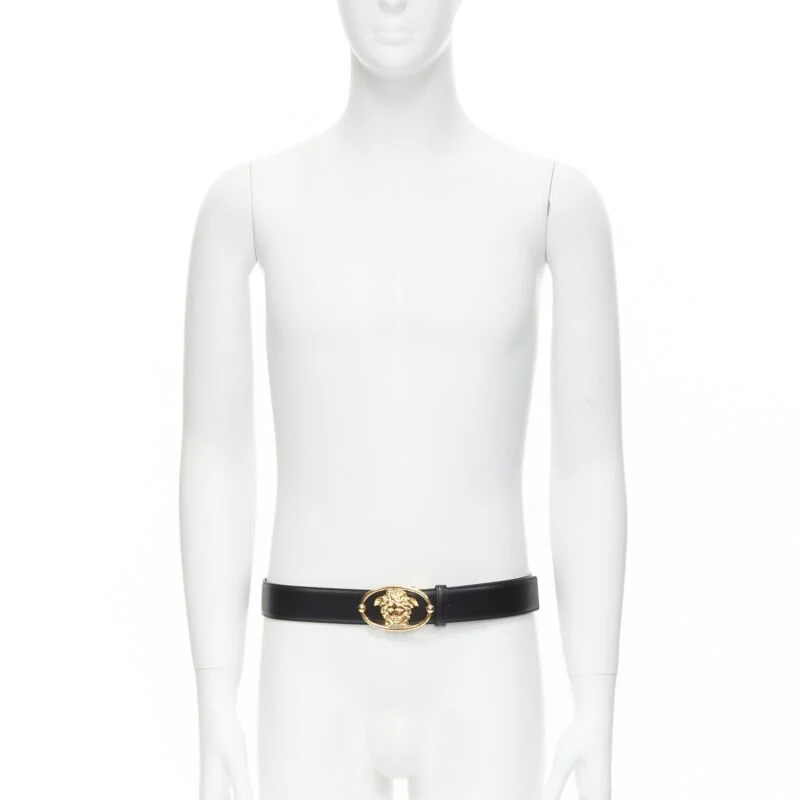 Versace La Medusa Insignia oval buckle leather belt - Image 8