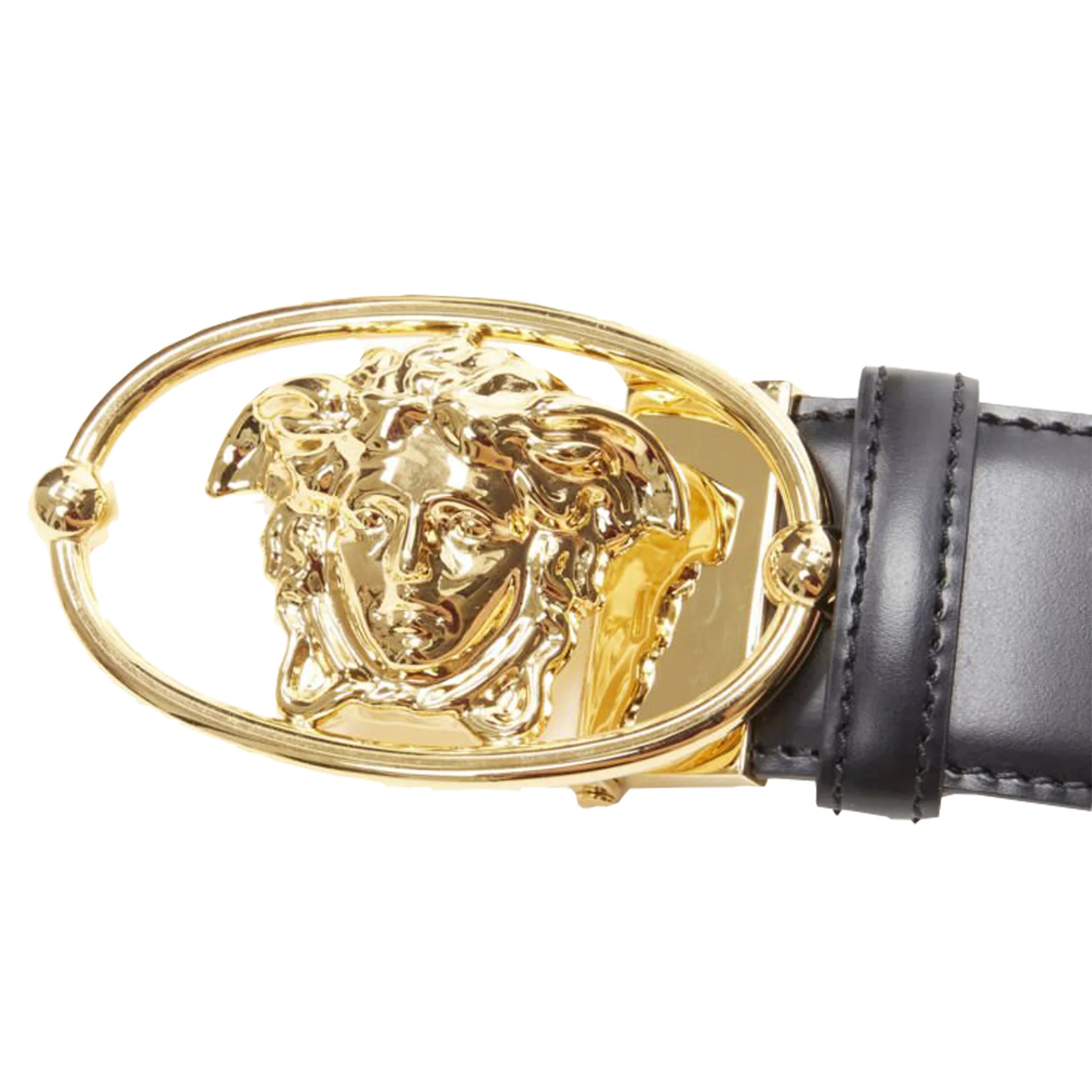 Versace La Medusa Insignia oval buckle leather belt - Image 6