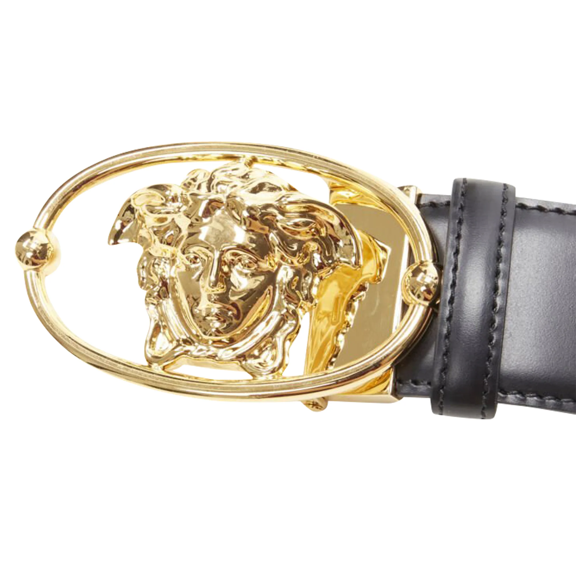 Versace La Medusa Insignia oval buckle leather belt - Image 6