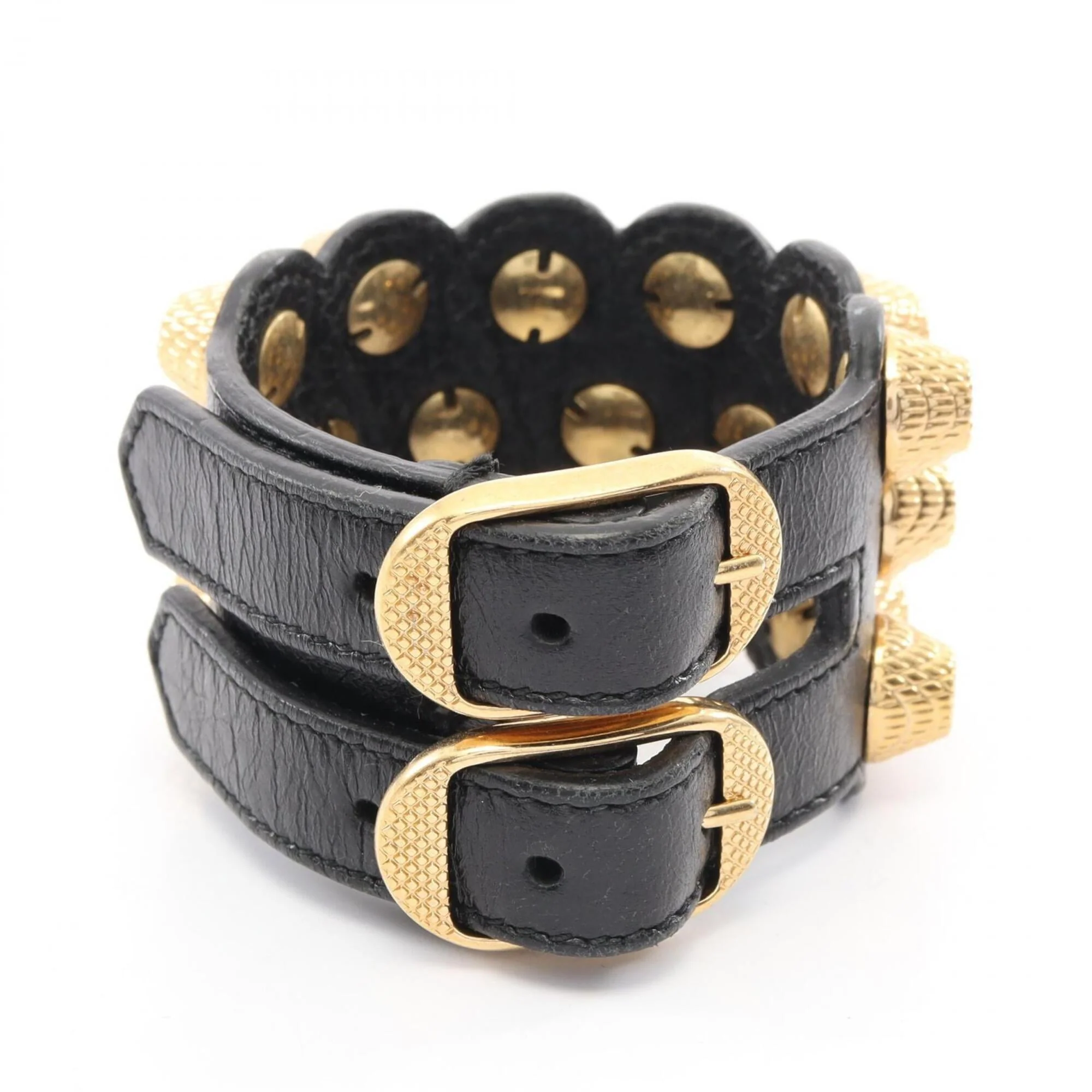 Bracelet Leather Black and Gold - Image 2