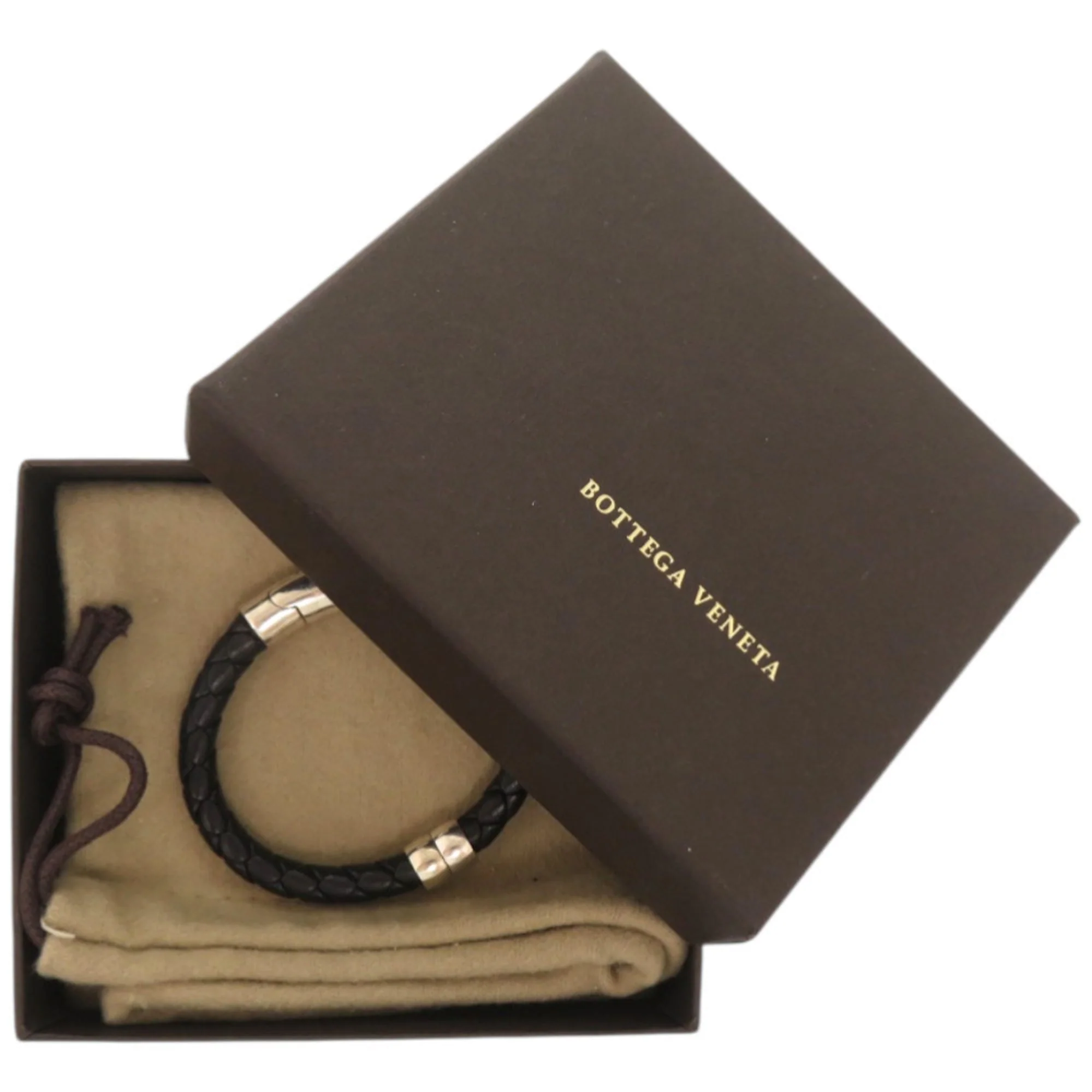Intrecciato Charm Bracelet Leather and Sterling Silver - Image 2