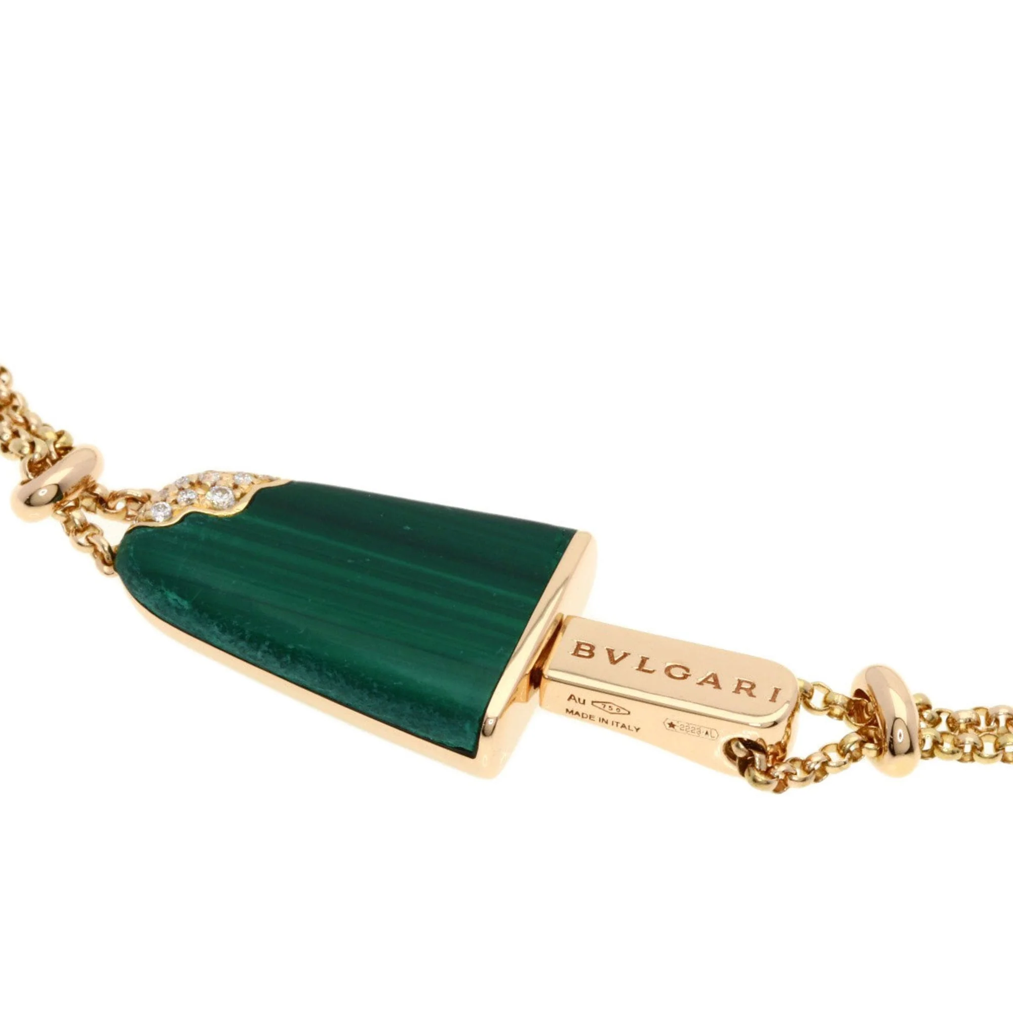 Gelati Bracelet 18K Rose Gold Small with Diamond and Malachite - Image 2