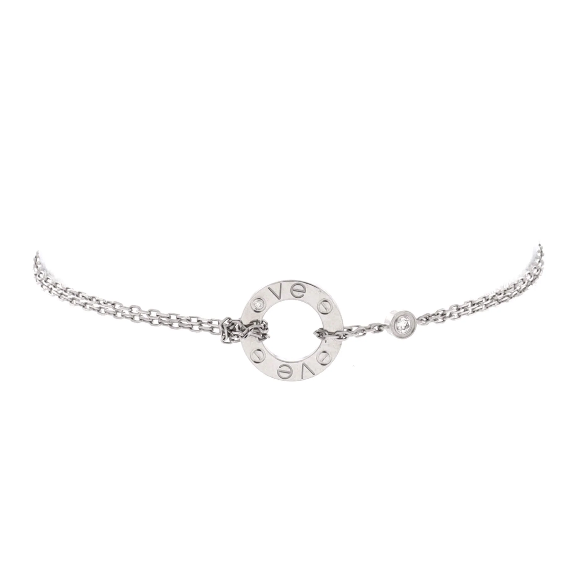 2 Diamonds Love Bracelet 18K White Gold with Diamonds