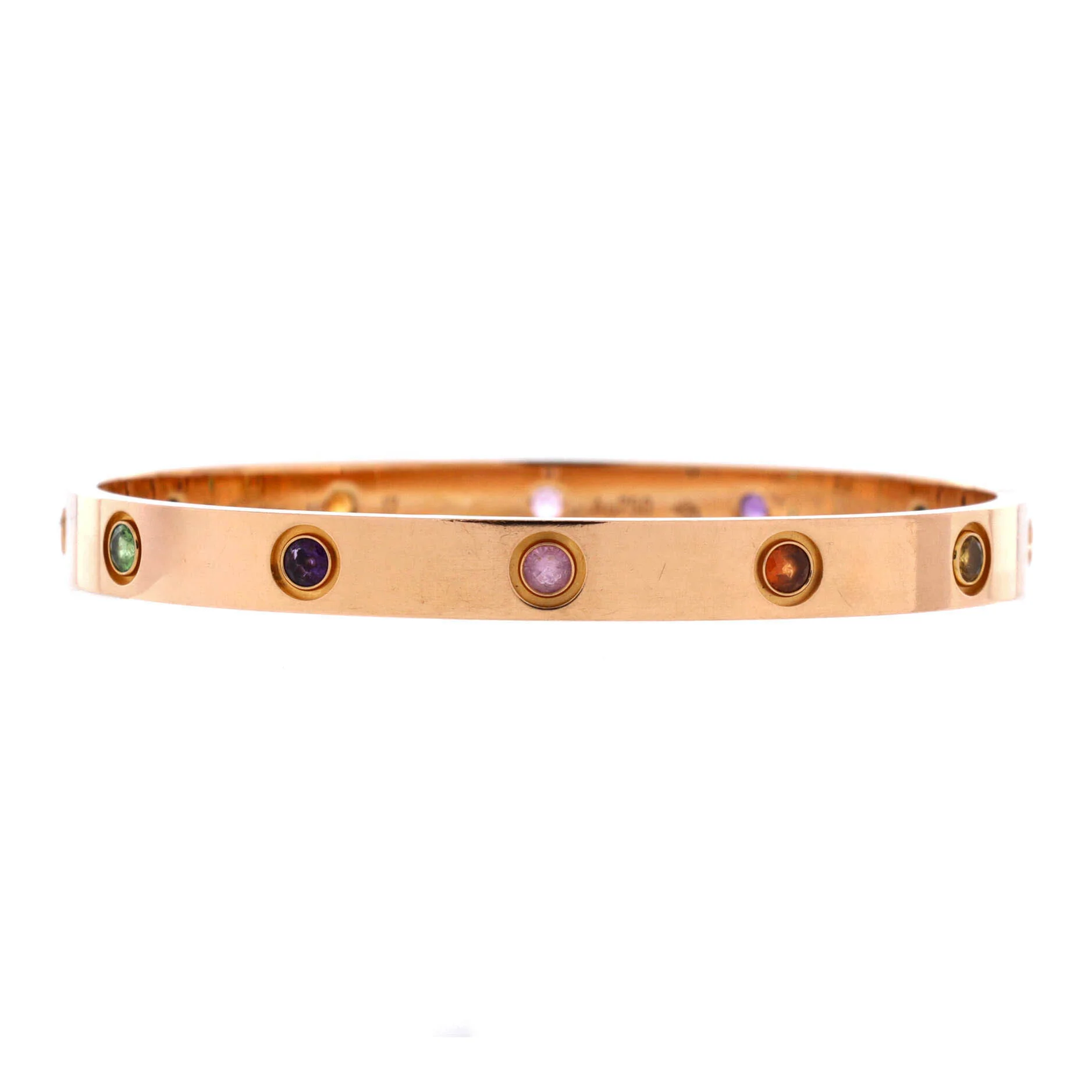 Love 10 Stone Bracelet 18K Rose Gold with Garnet, Amethyst and Sapphire 18