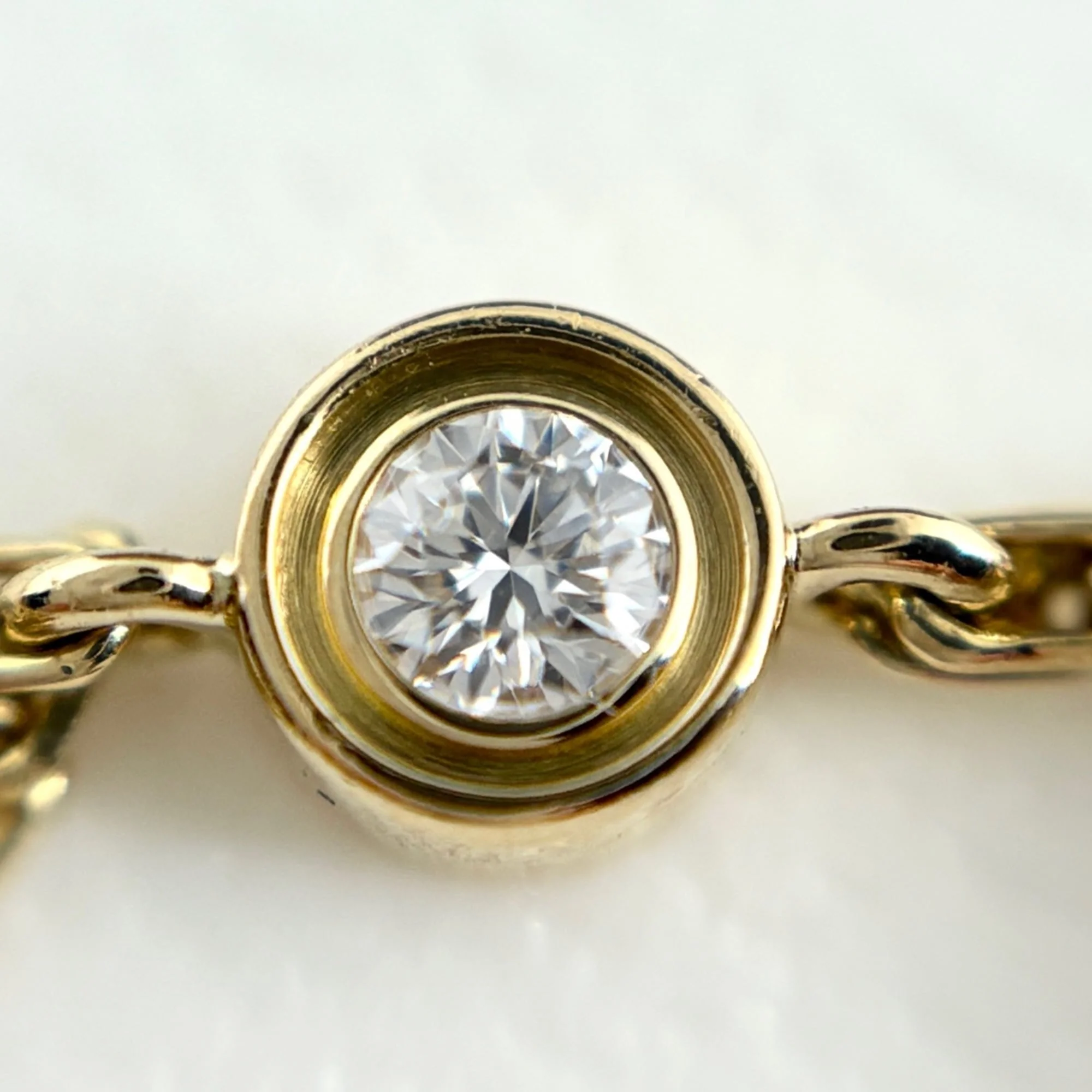 Love Circle Bracelet 18K Yellow Gold with Diamond Double Strand - Image 2