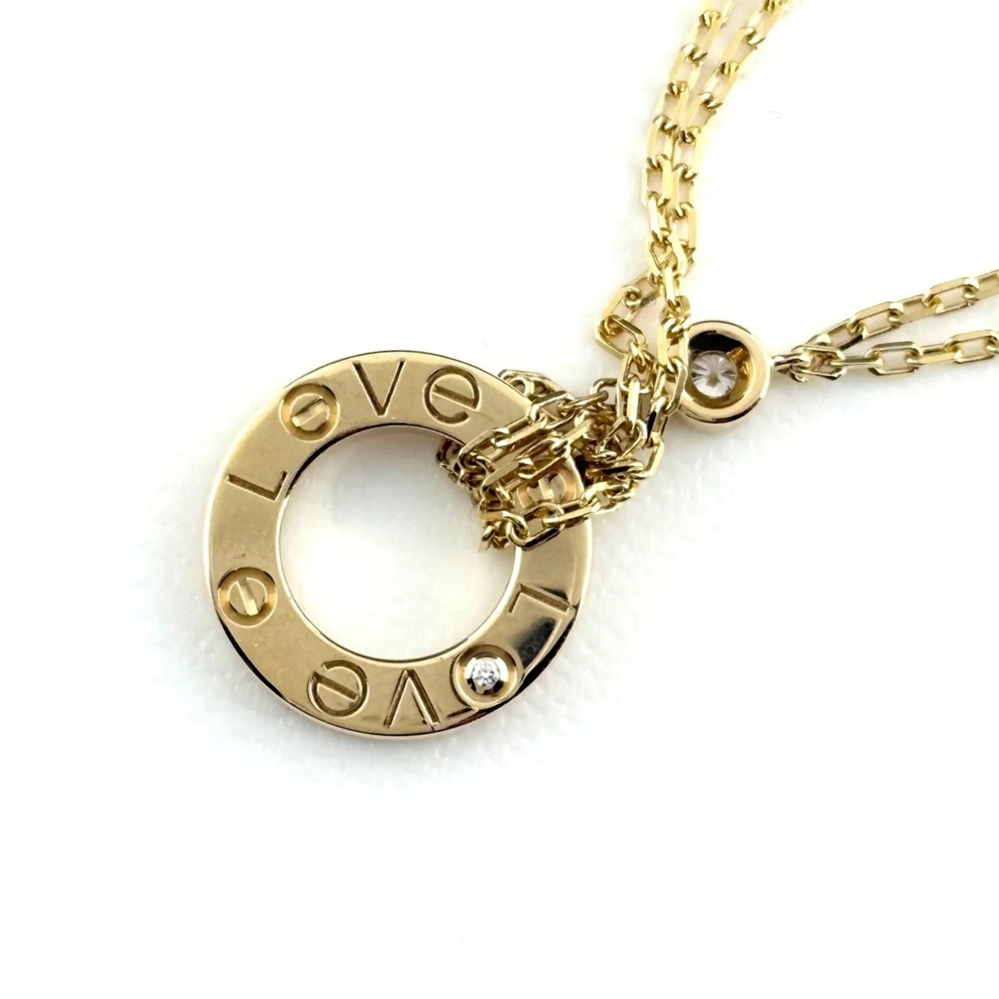 Love Circle Bracelet 18K Yellow Gold with Diamond Double Strand - Image 5