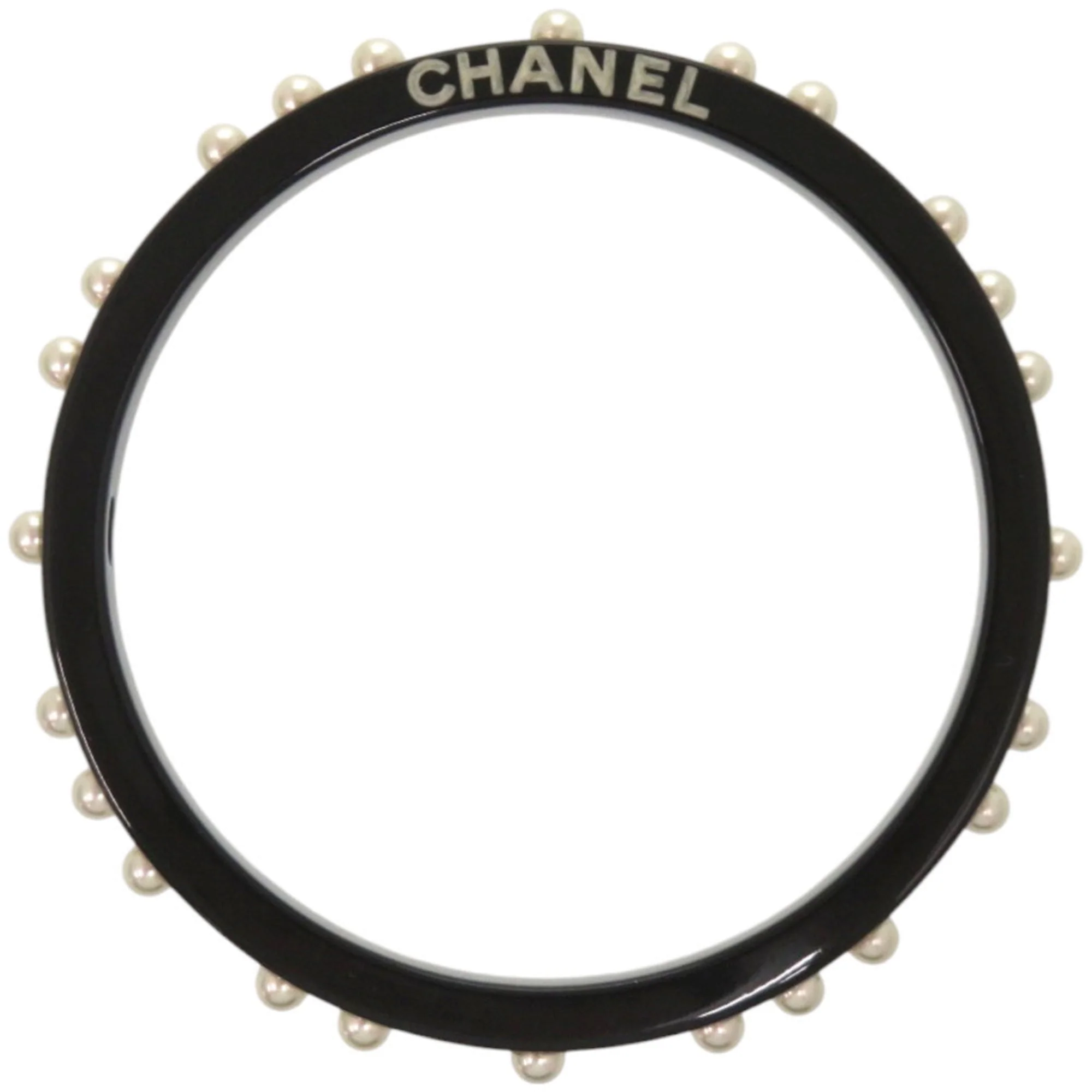 Bangle Artificial Pearl and Plastic Black Bracelet