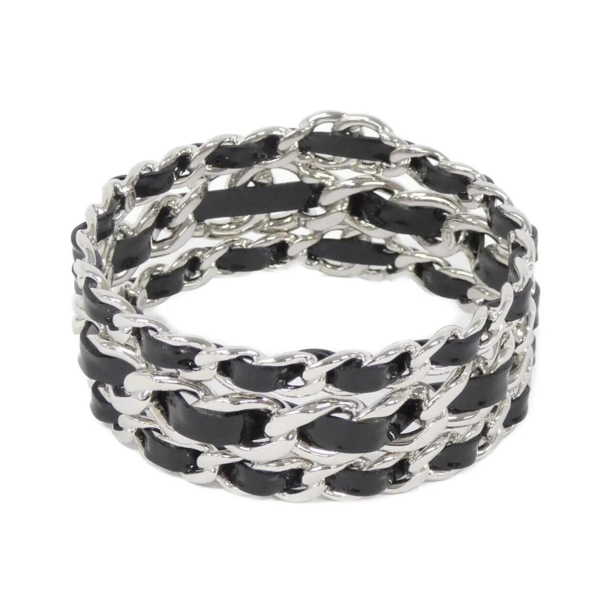 Bangle Enamel Black and Silver Bracelet - Image 2