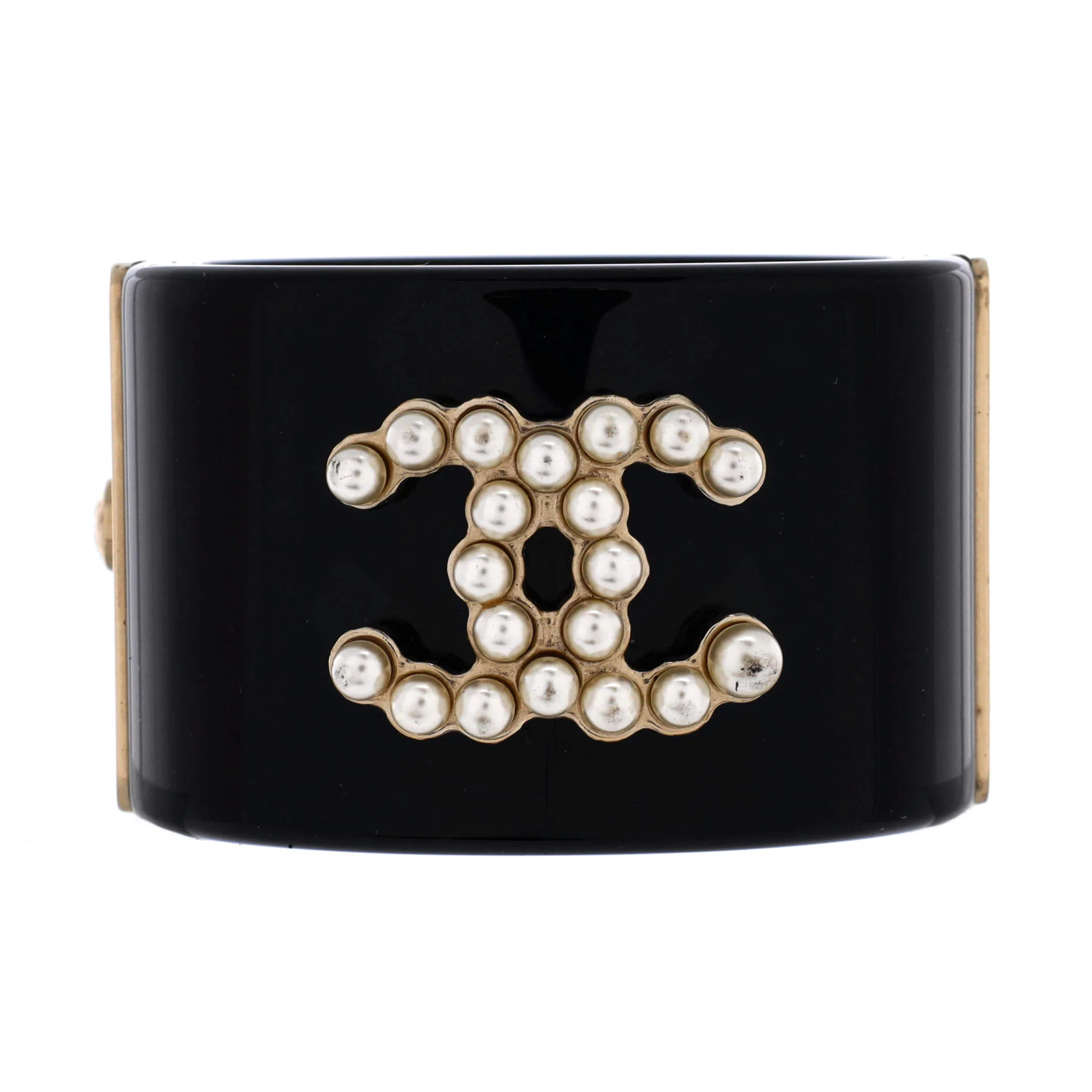 CC Cuff Bracelet Resin with Metal and Faux Pearls