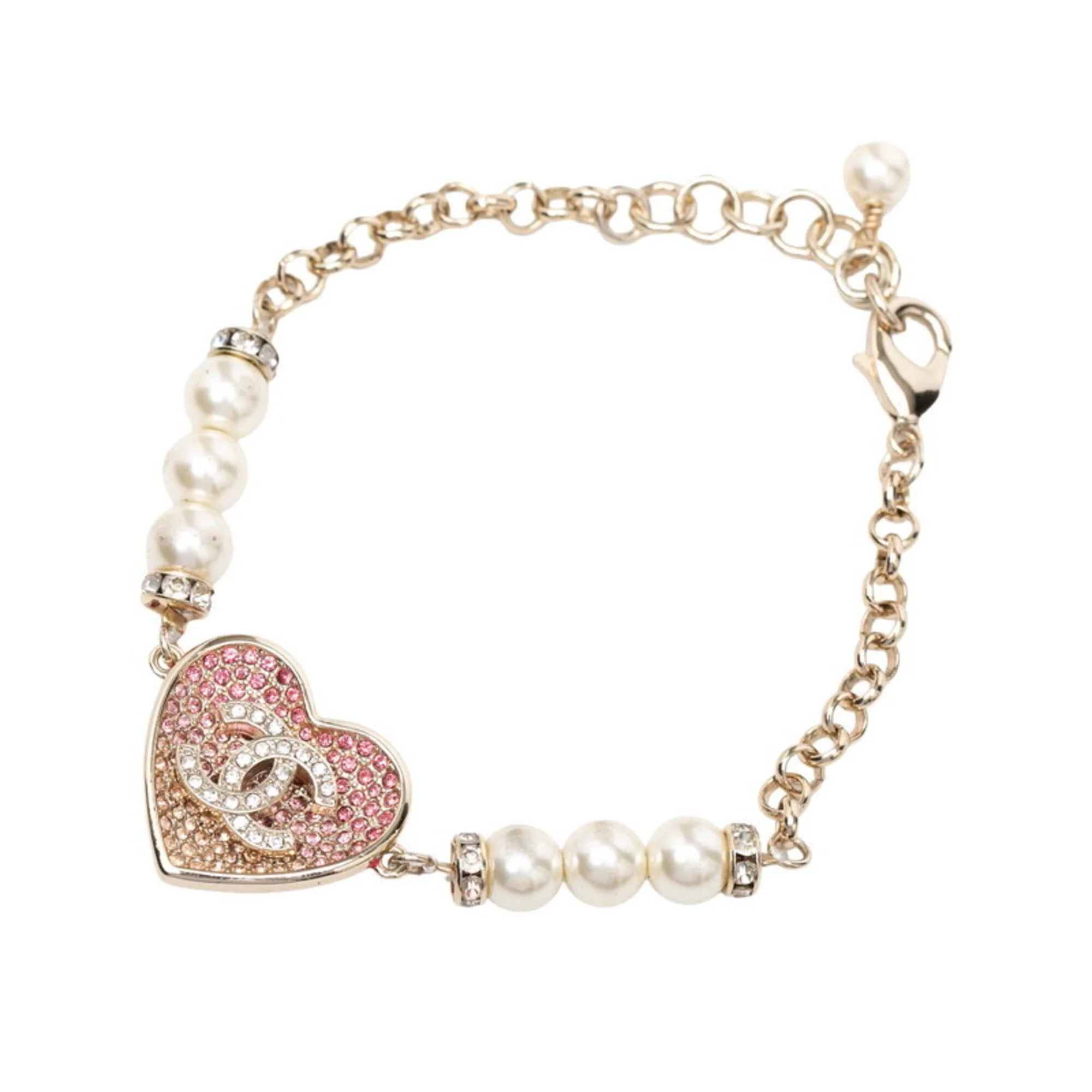CC Logo Heart Bracelet Gold-Tone Metal