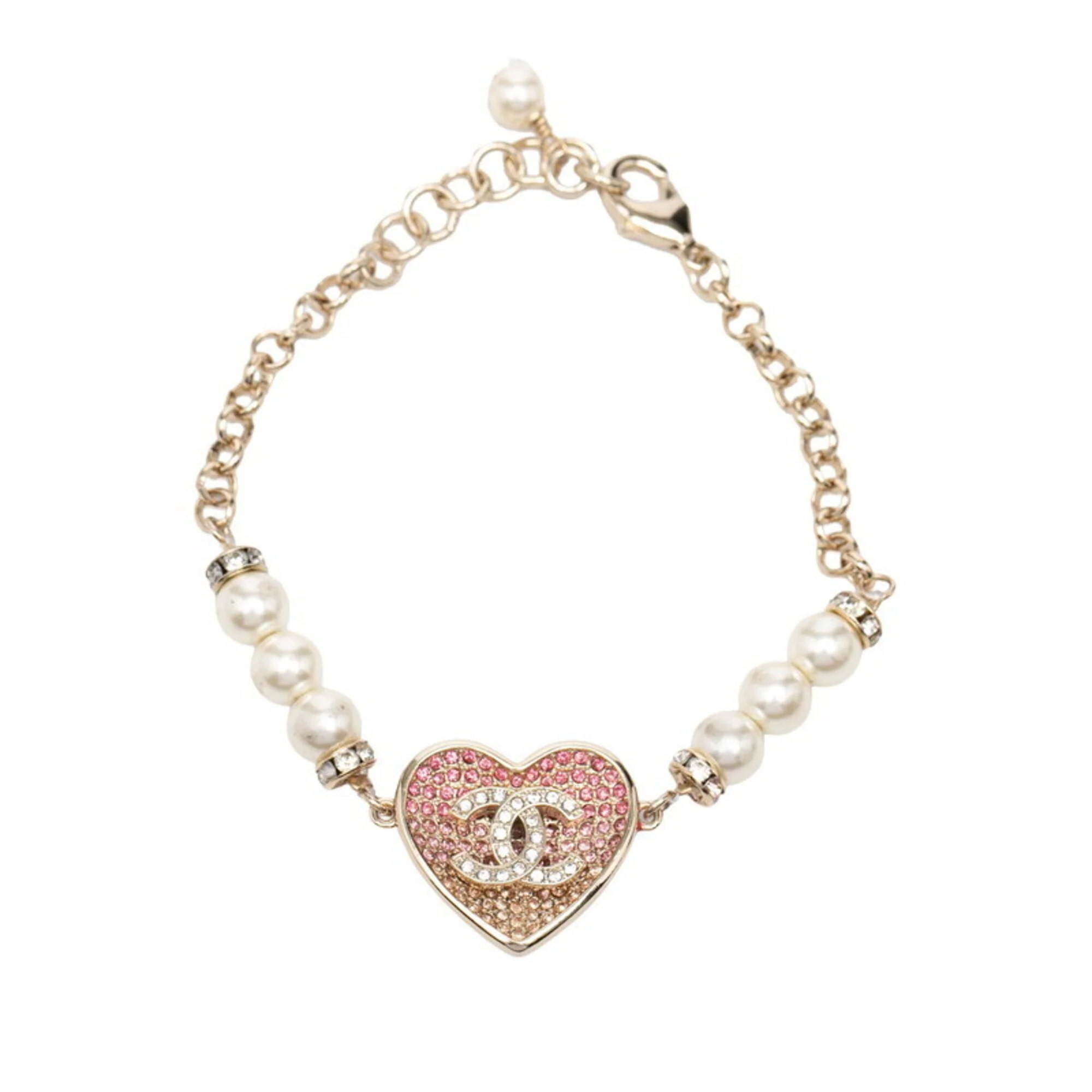 CC Logo Heart Bracelet Gold-Tone Metal - Image 2