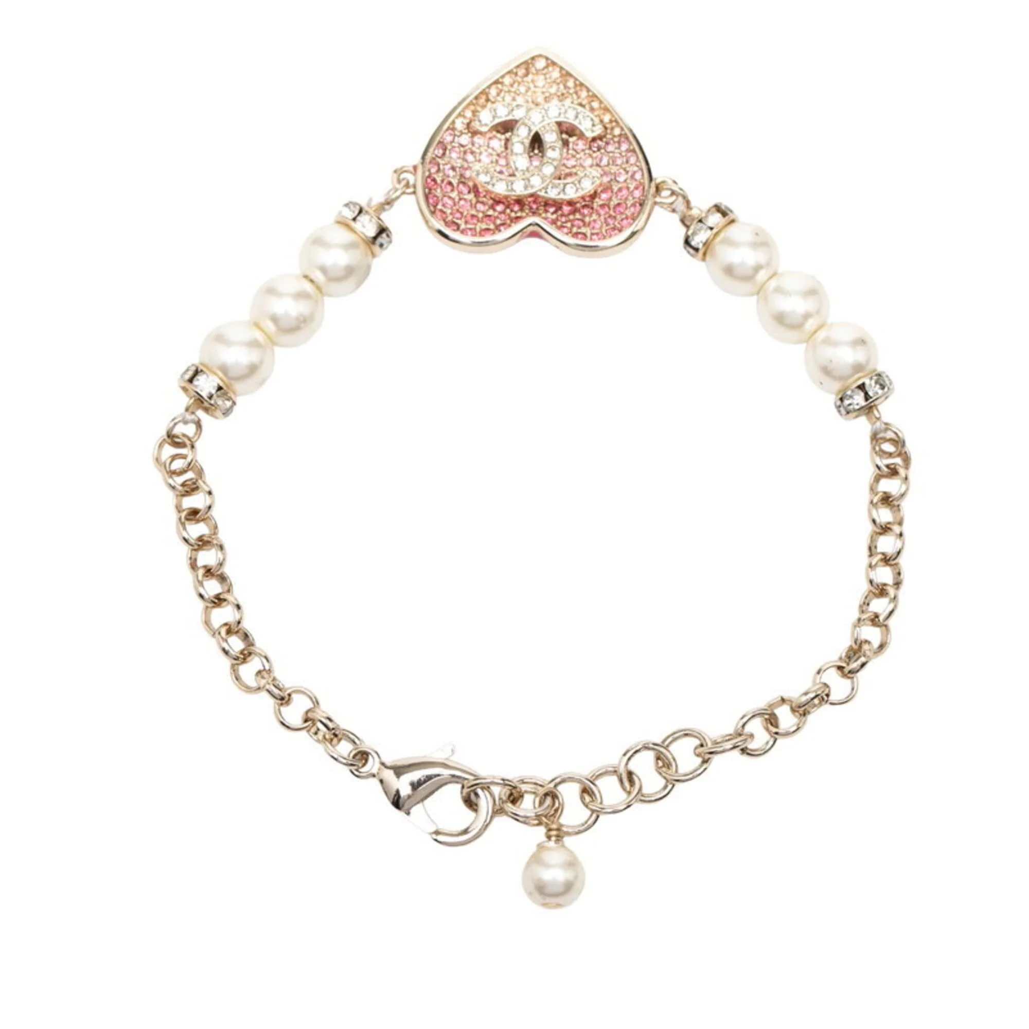 CC Logo Heart Bracelet Gold-Tone Metal - Image 3
