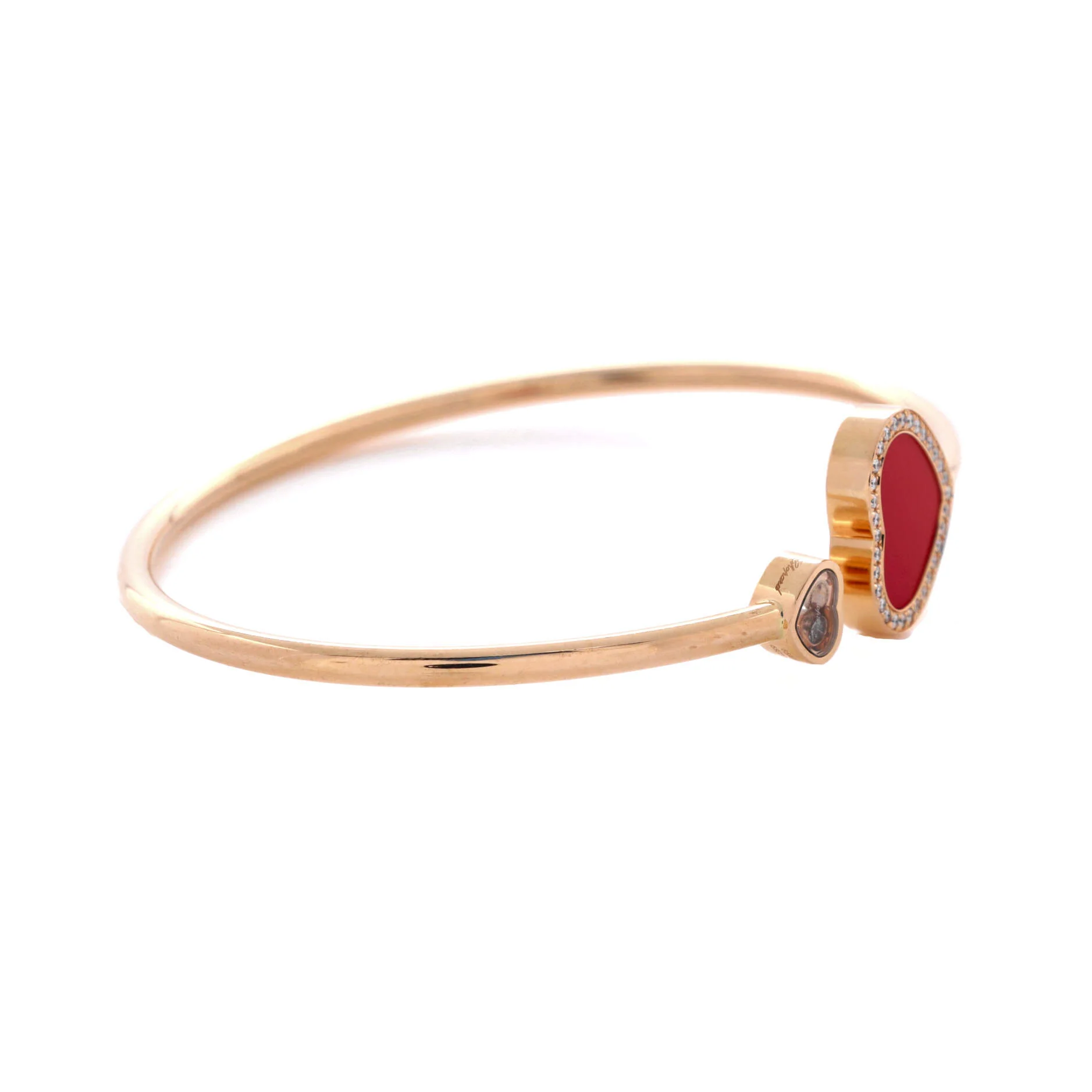 Happy Hearts Bracelet 18K Rose Gold with Carnelian and Diamond - Image 3