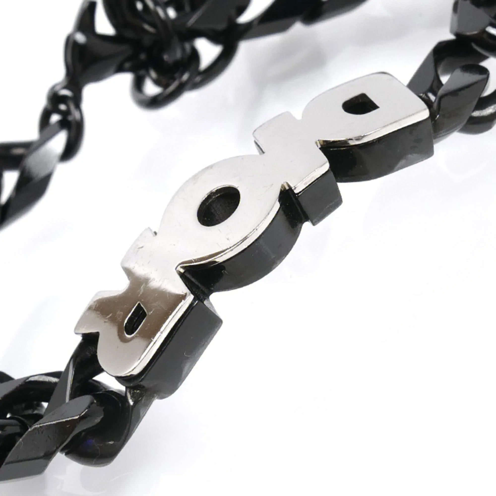 Link Bracelet Metal Black and Silver - Image 3
