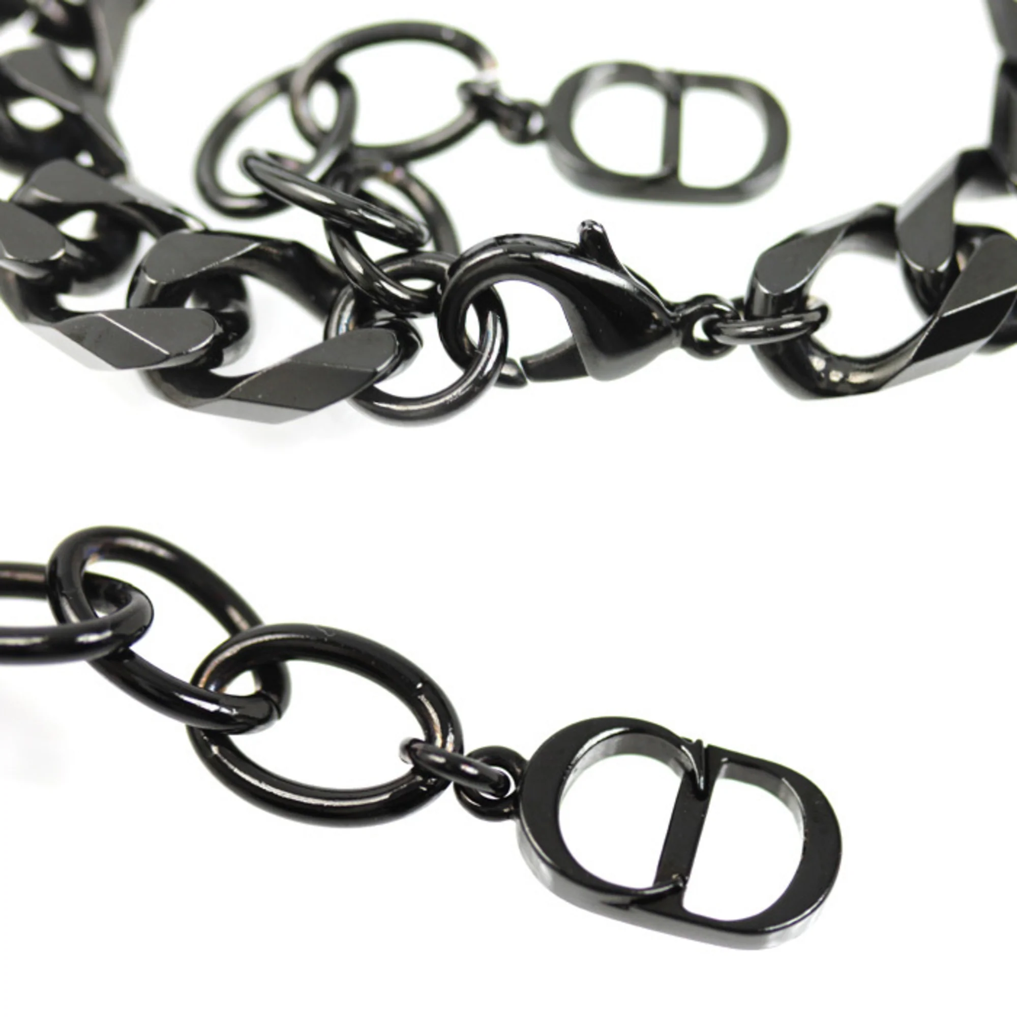 Link Bracelet Metal Black and Silver - Image 5