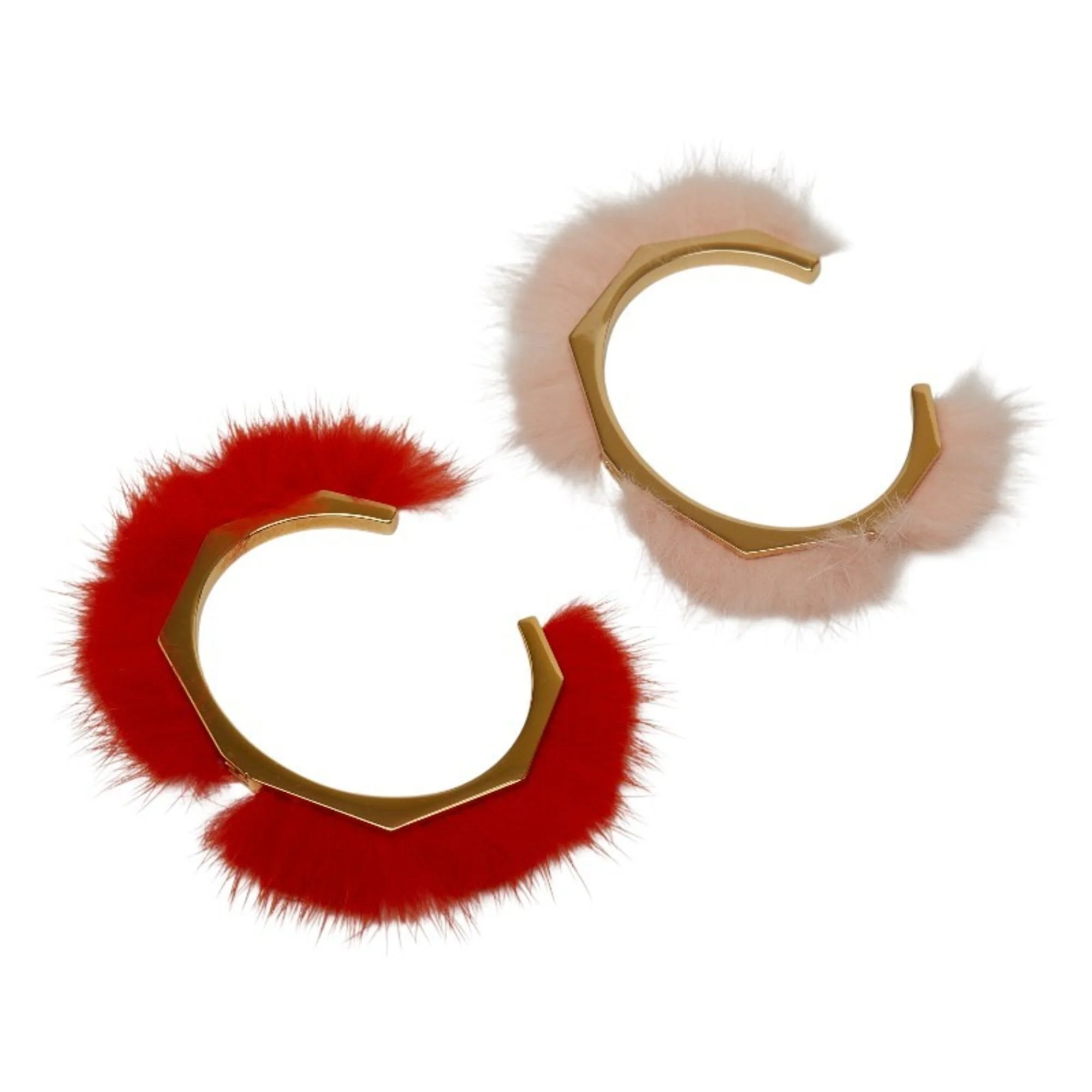 Set Of 2 Bracelet Fur Pink and Orange