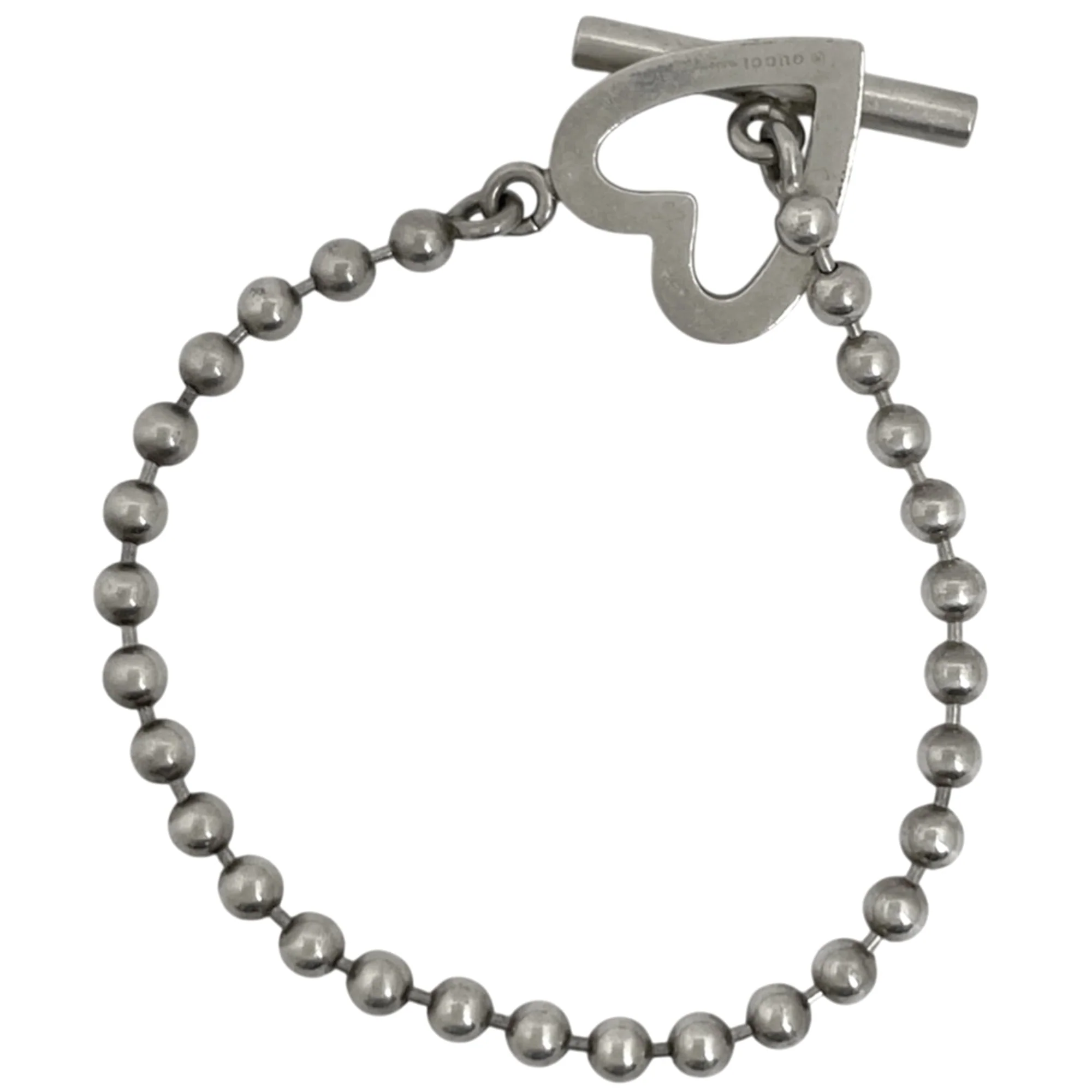 Ball Chain Heart Charm Bracelet Sterling Silver