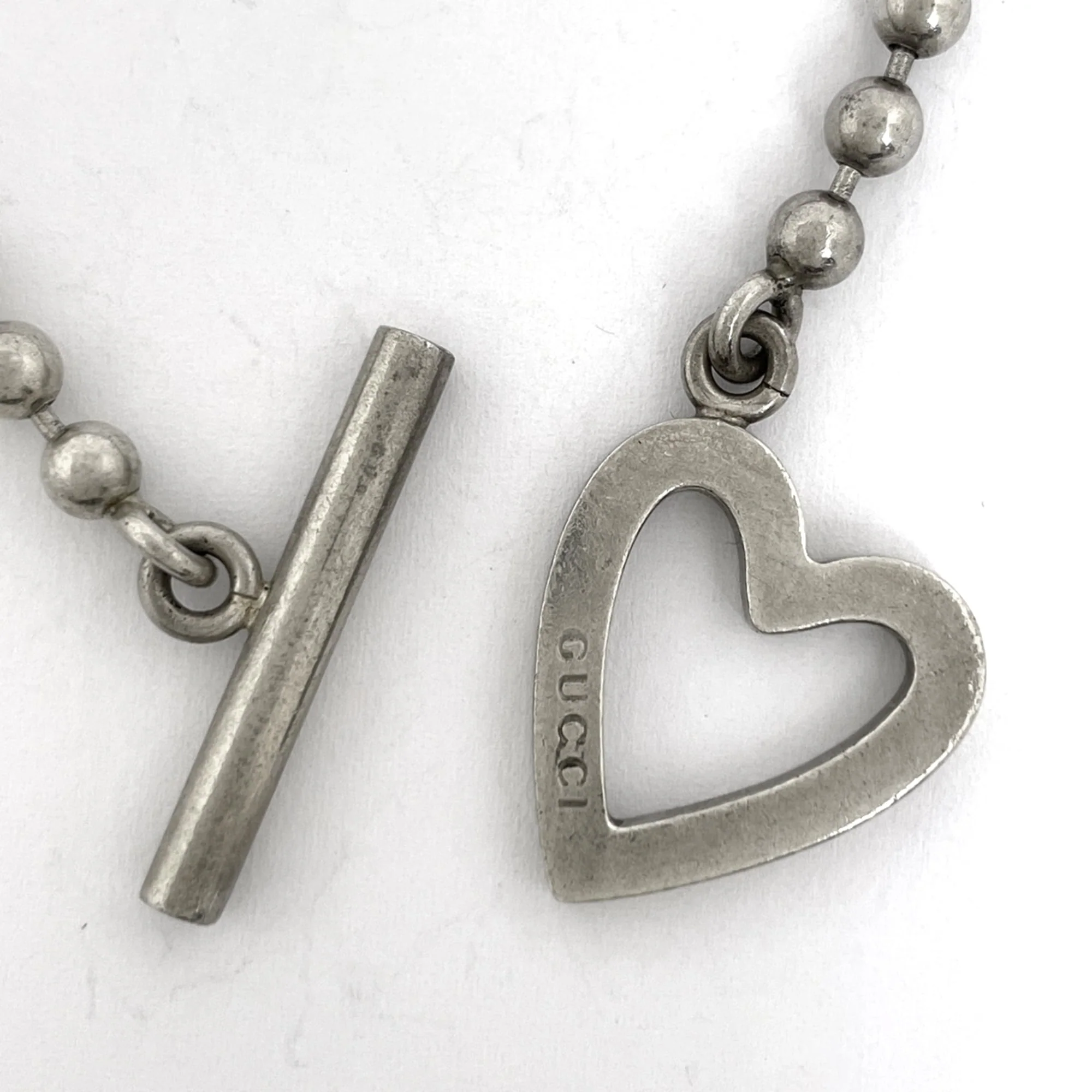 Ball Chain Heart Charm Bracelet Sterling Silver - Image 3