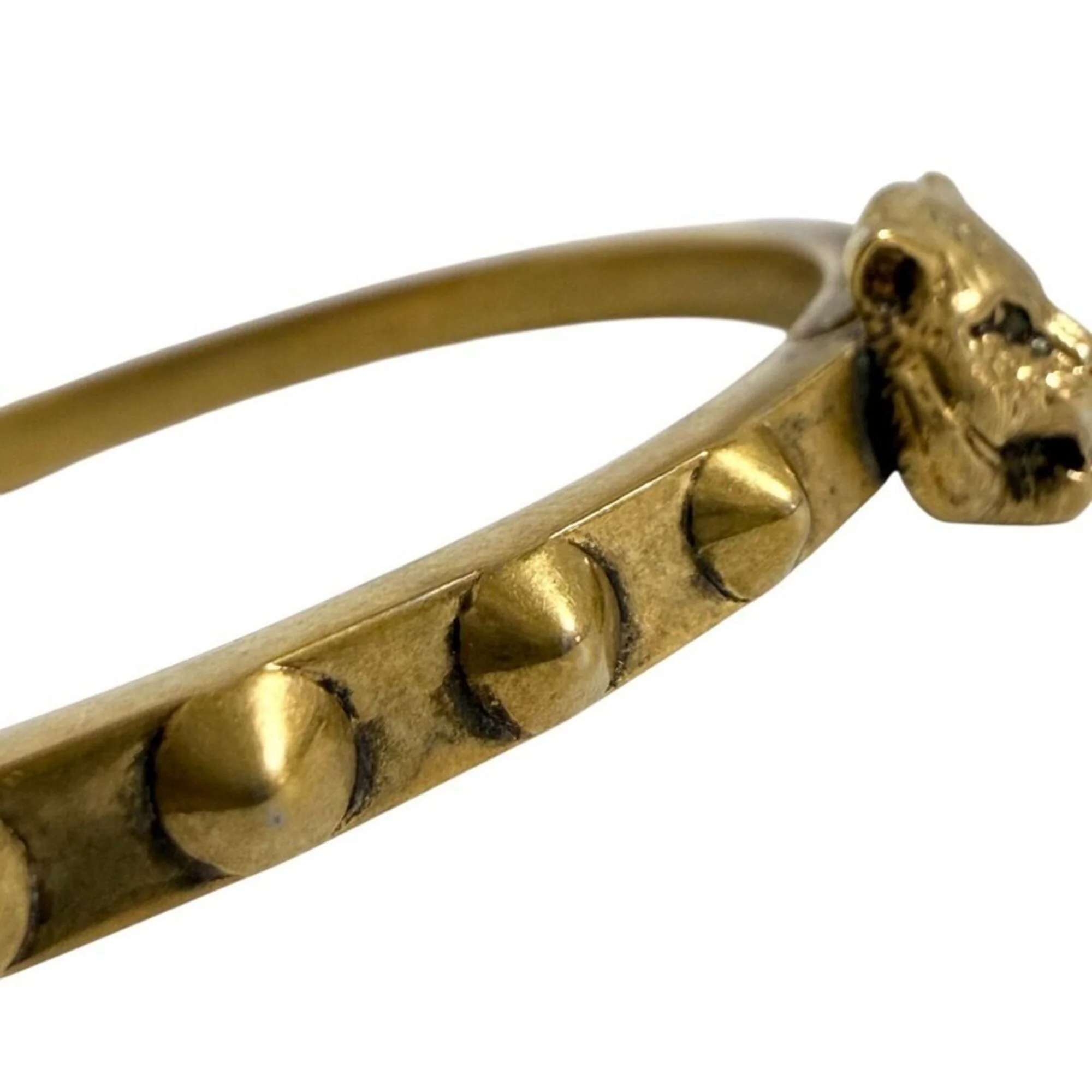 Cat Head Bangle Gold Metal 16cm Bracelet - Image 6