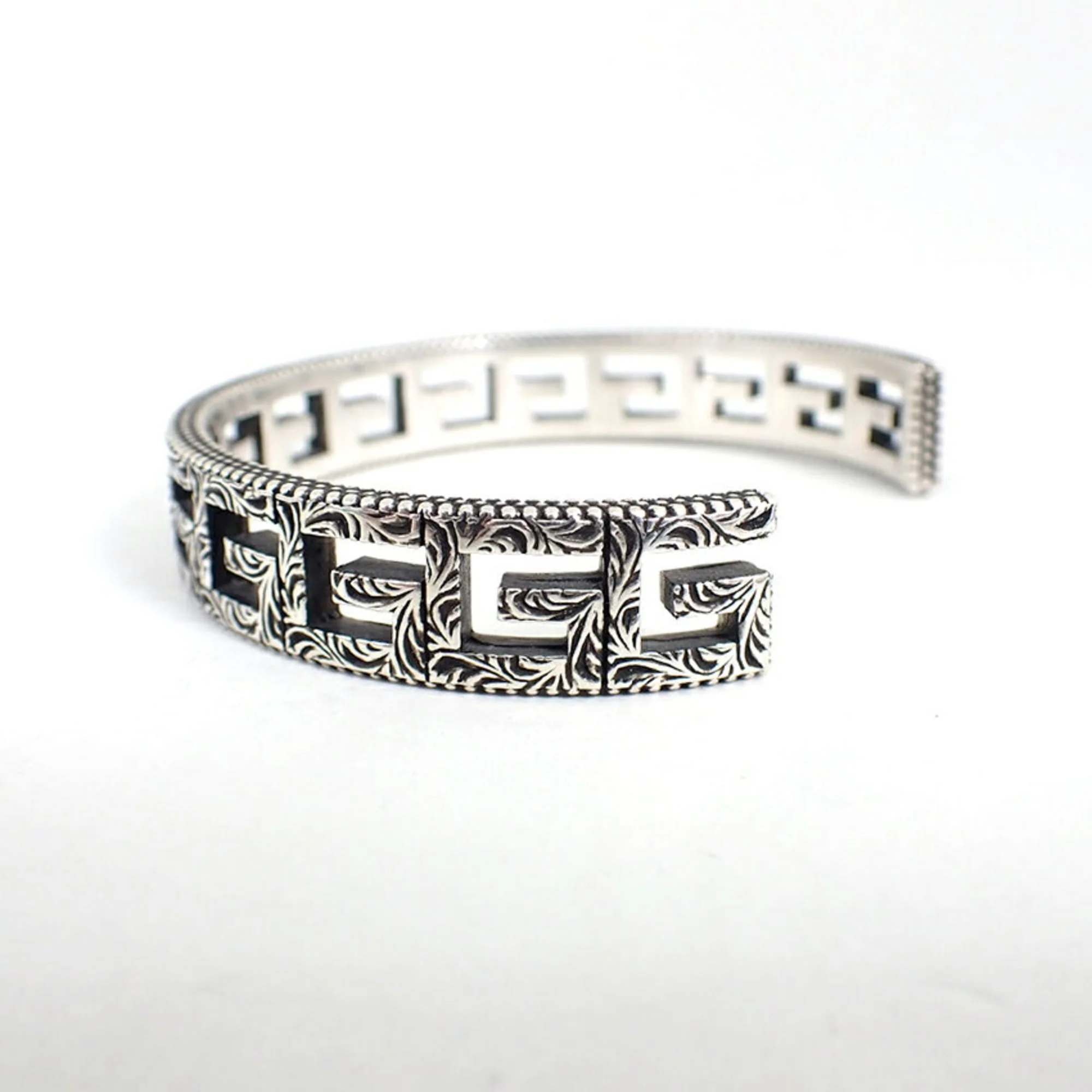 Square G Bangle Sterling Silver Bracelet - Image 7