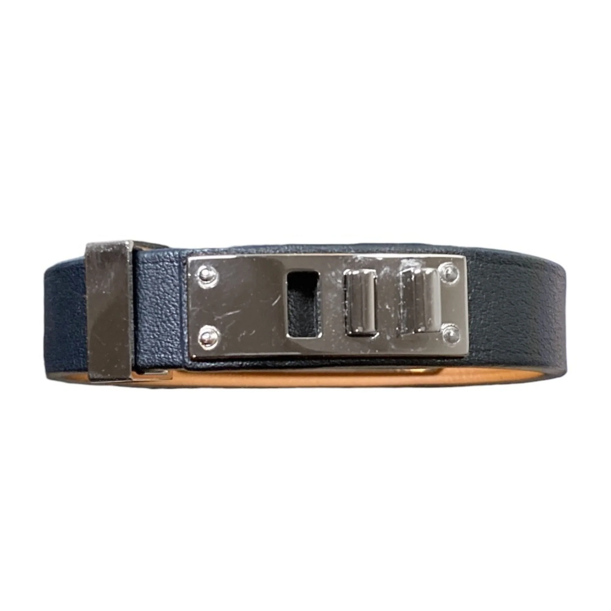 As De Coeur Heart Motif Bracelet Swift Leather Navy Silver - Image 4
