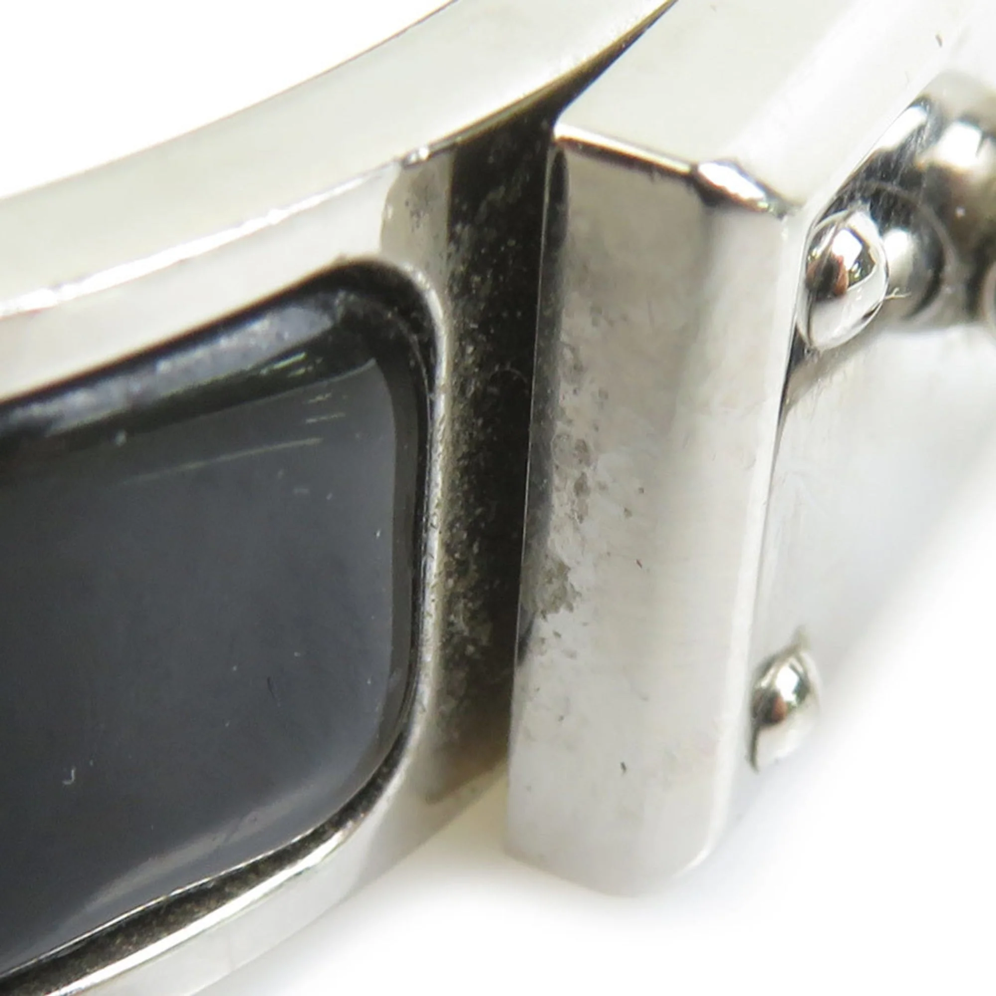 Bangle Bracelet Enamel and Metal Black and Silver - Image 6