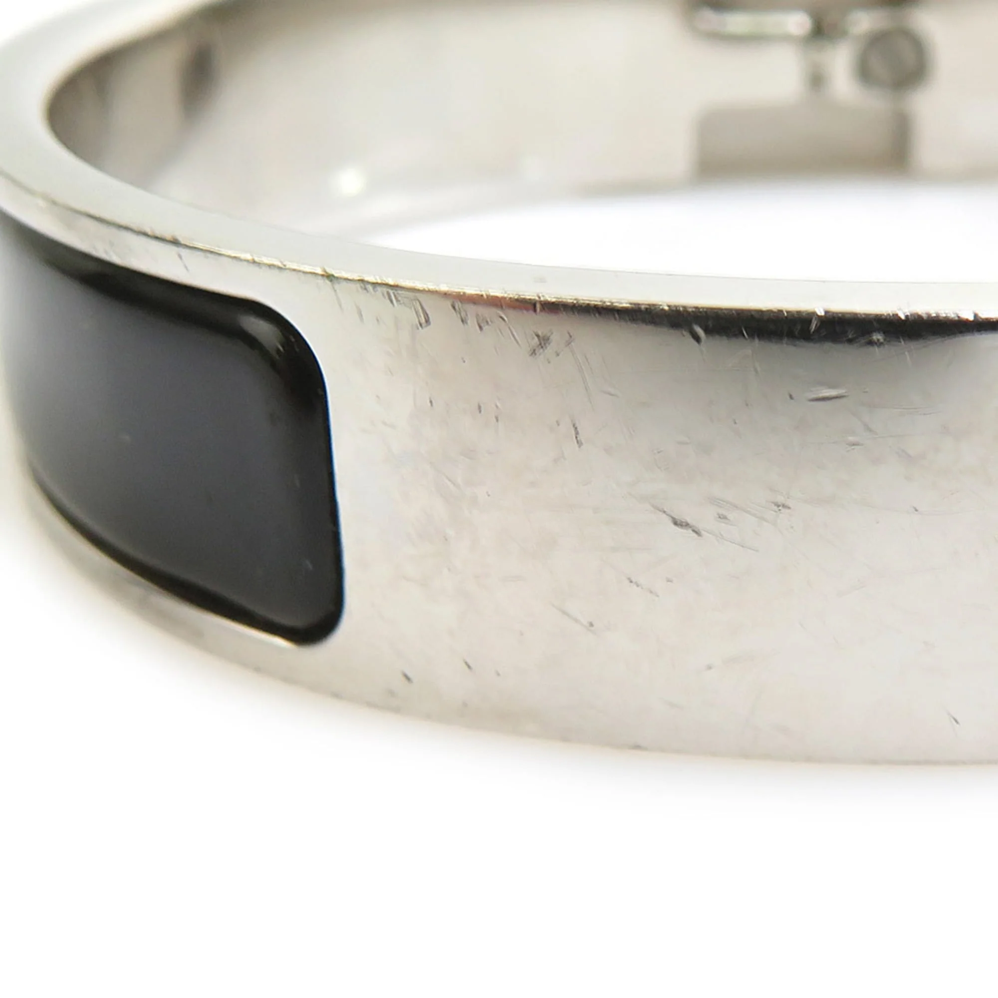 Bangle Bracelet Enamel and Metal Black and Silver - Image 7
