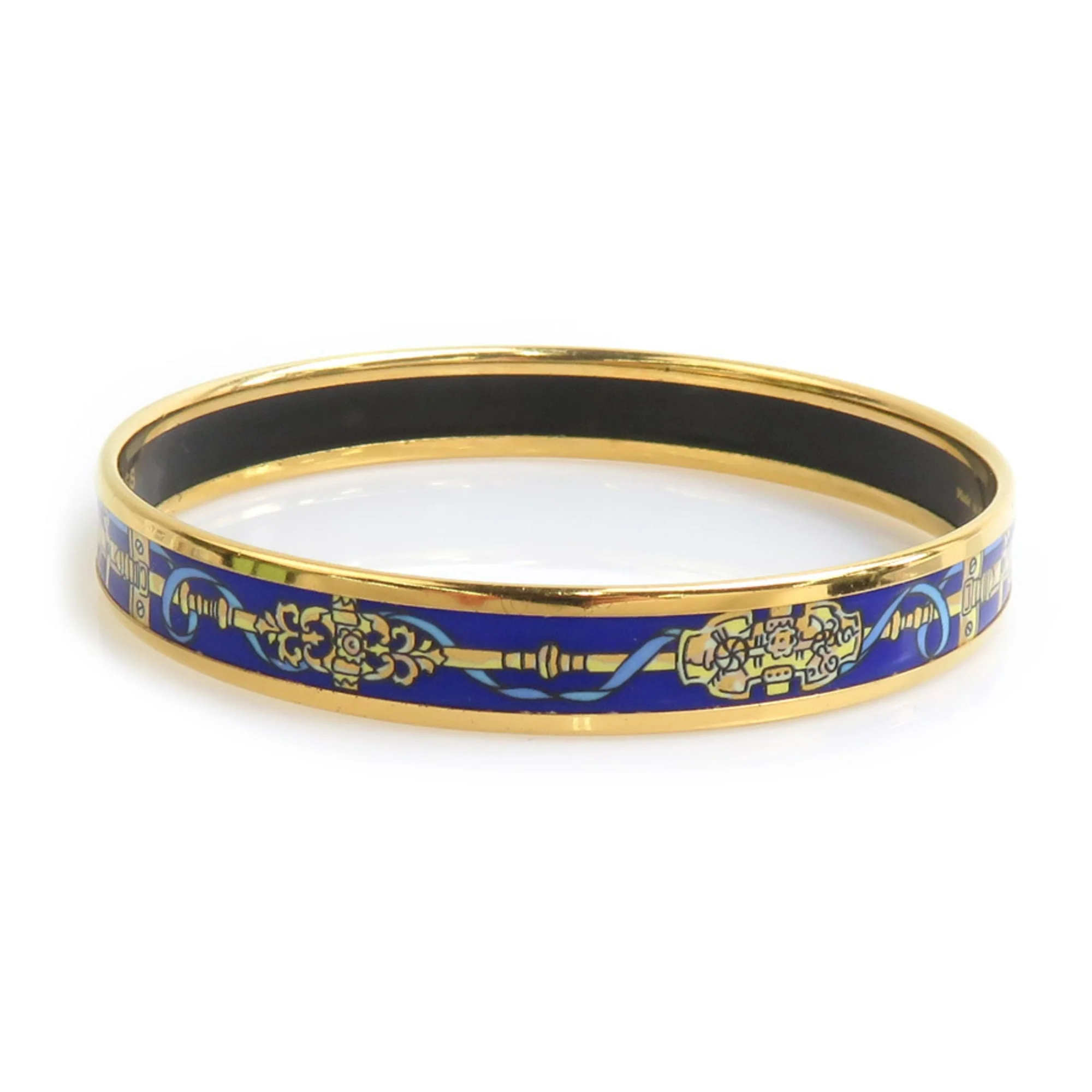 Bangle Bracelet Enamel and Metal Blue and Gold - Image 2