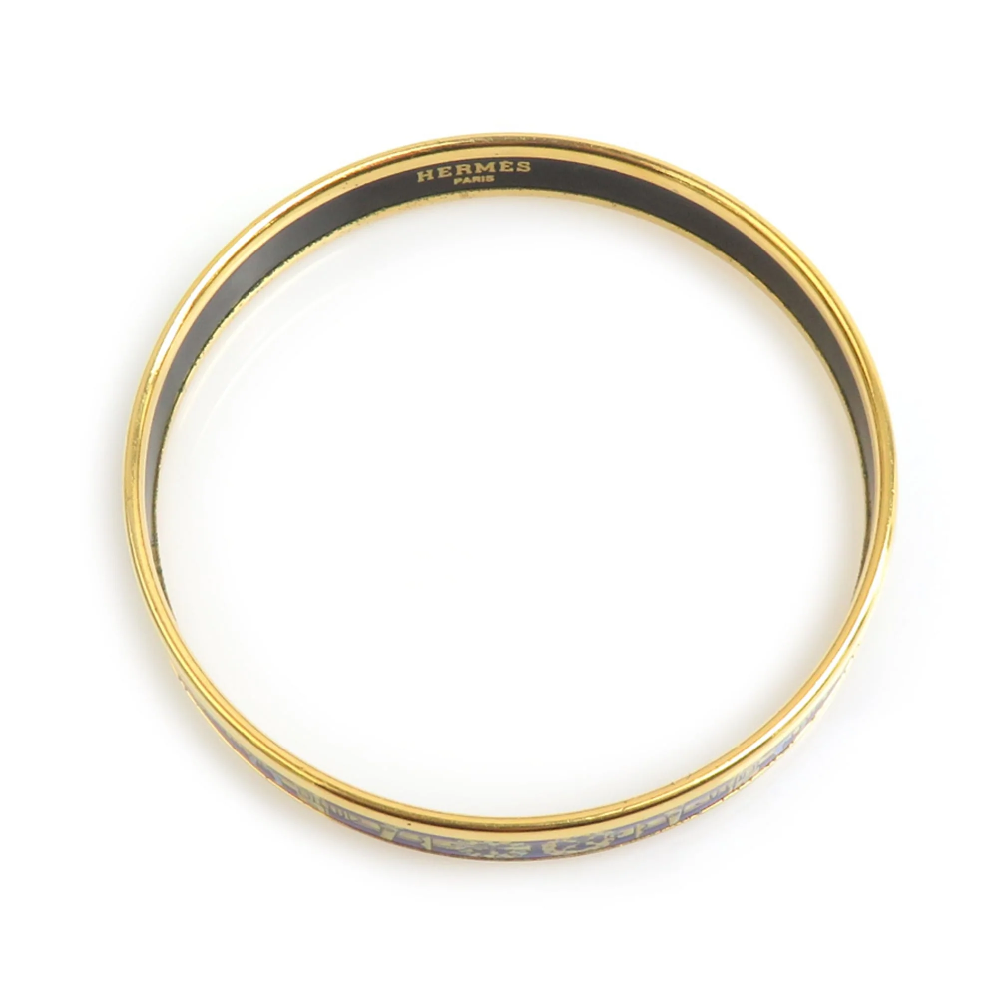 Bangle Bracelet Enamel and Metal Blue and Gold - Image 5