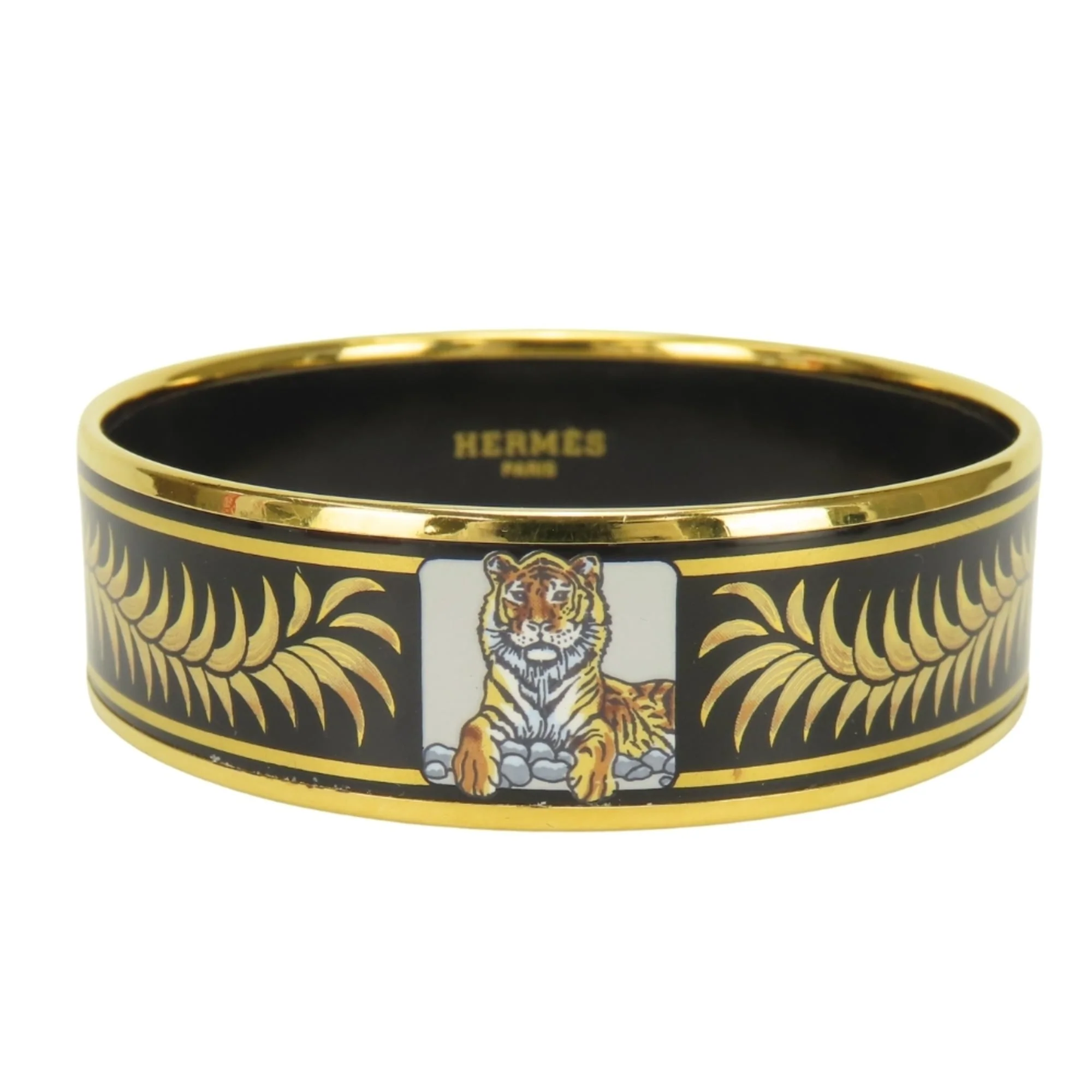 Bangle Cloisonné and Enamel and Metal Black and Gold Bracelet