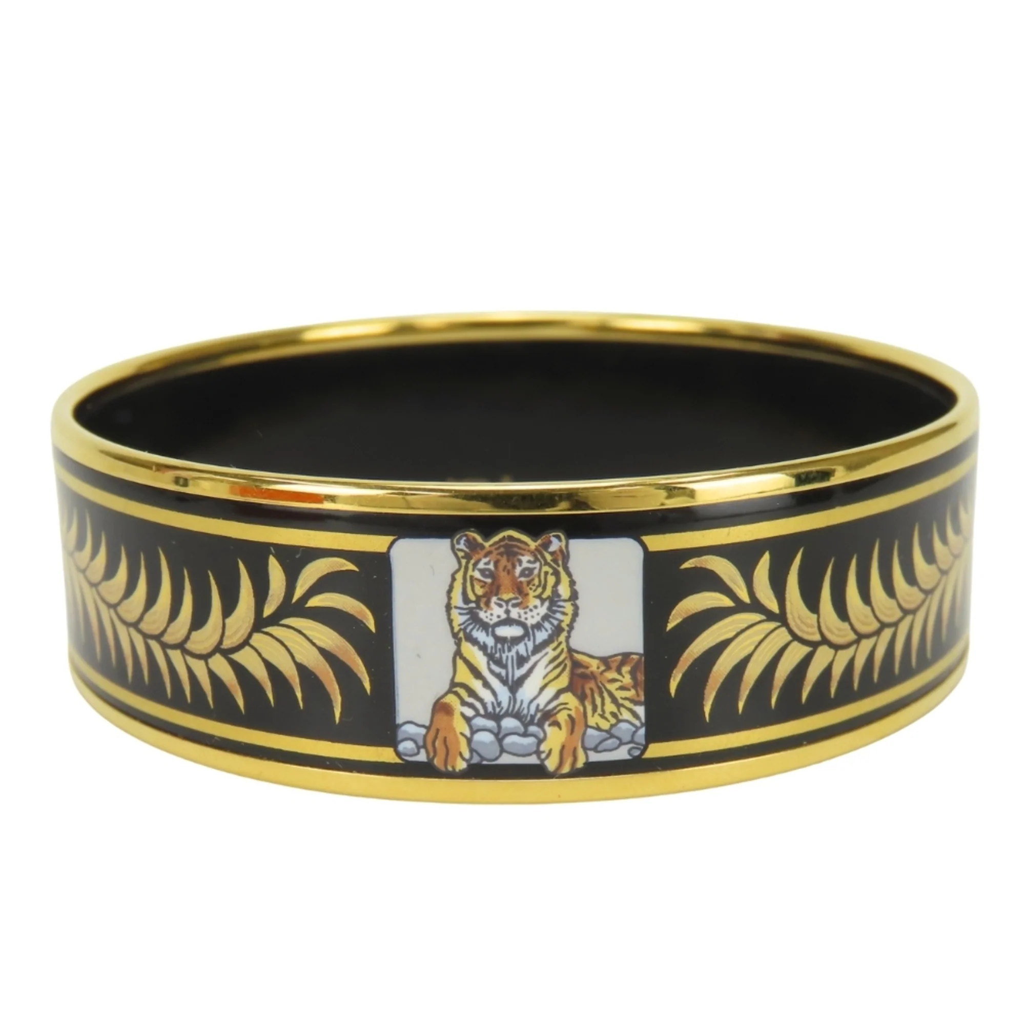 Bangle Cloisonné and Enamel and Metal Black and Gold Bracelet - Image 4