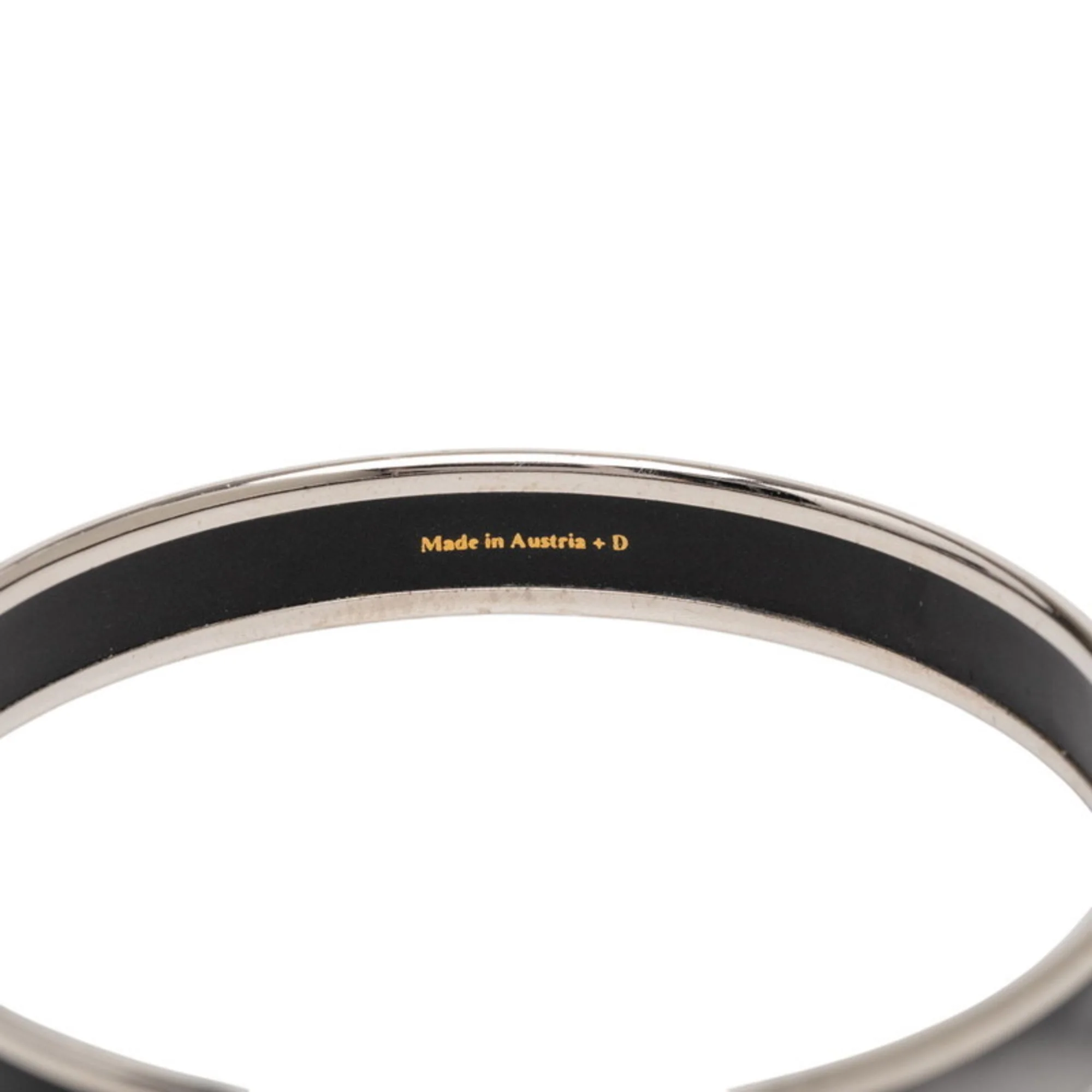 Bangle Enamel and Metal Black and Silver Bracelet - Image 4
