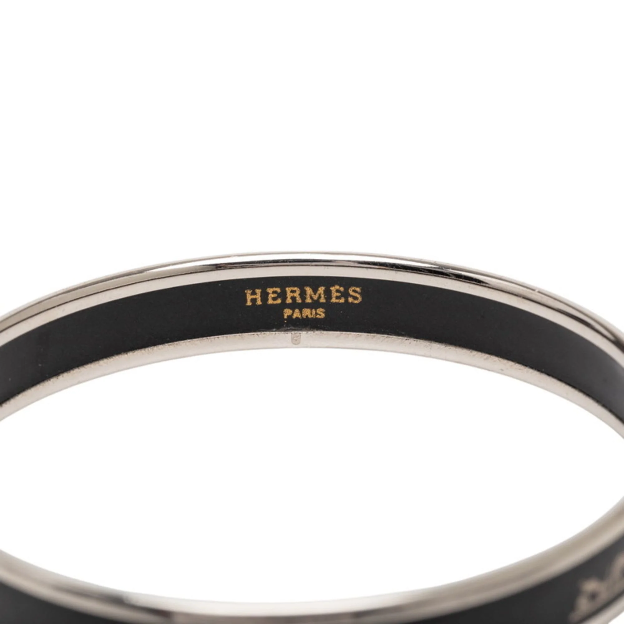 Bangle Enamel and Metal Black and Silver Bracelet - Image 5