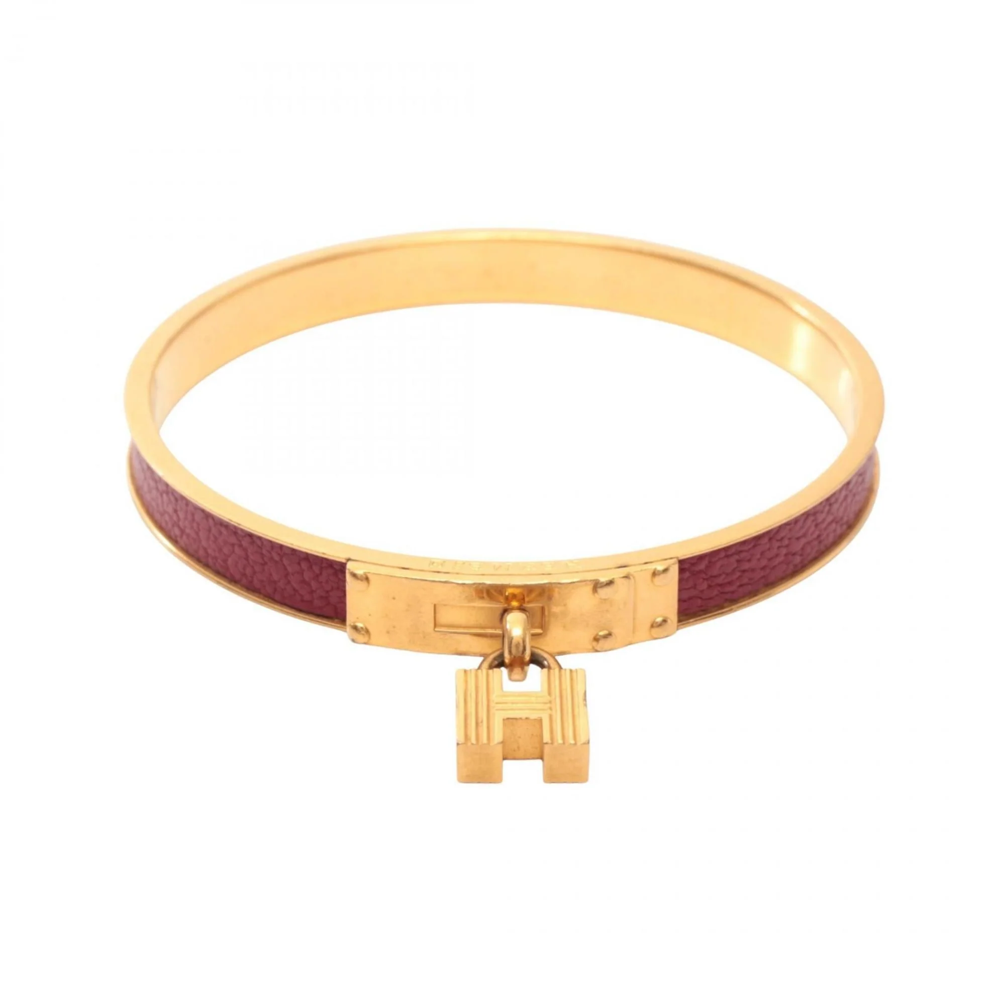 Bangle Gold and Leather Red Bracelet