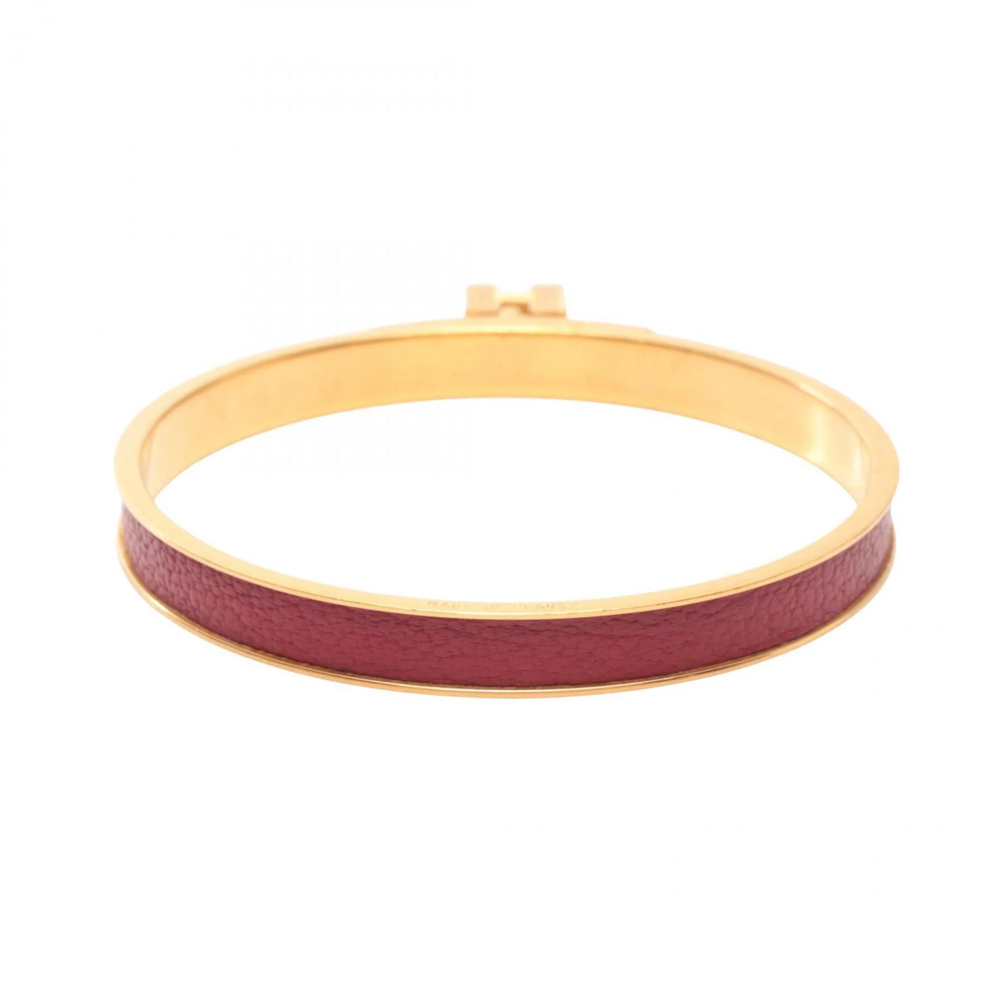 Bangle Gold and Leather Red Bracelet - Image 2