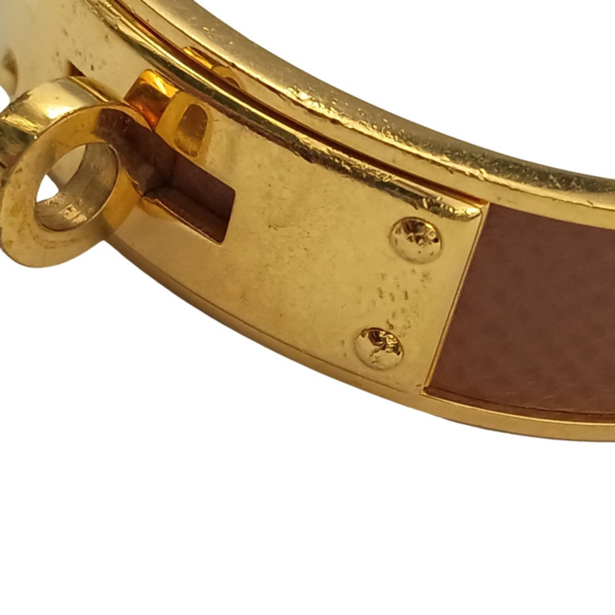 Bangle Leather and Metal Brown and Gold Bracelet - Image 5