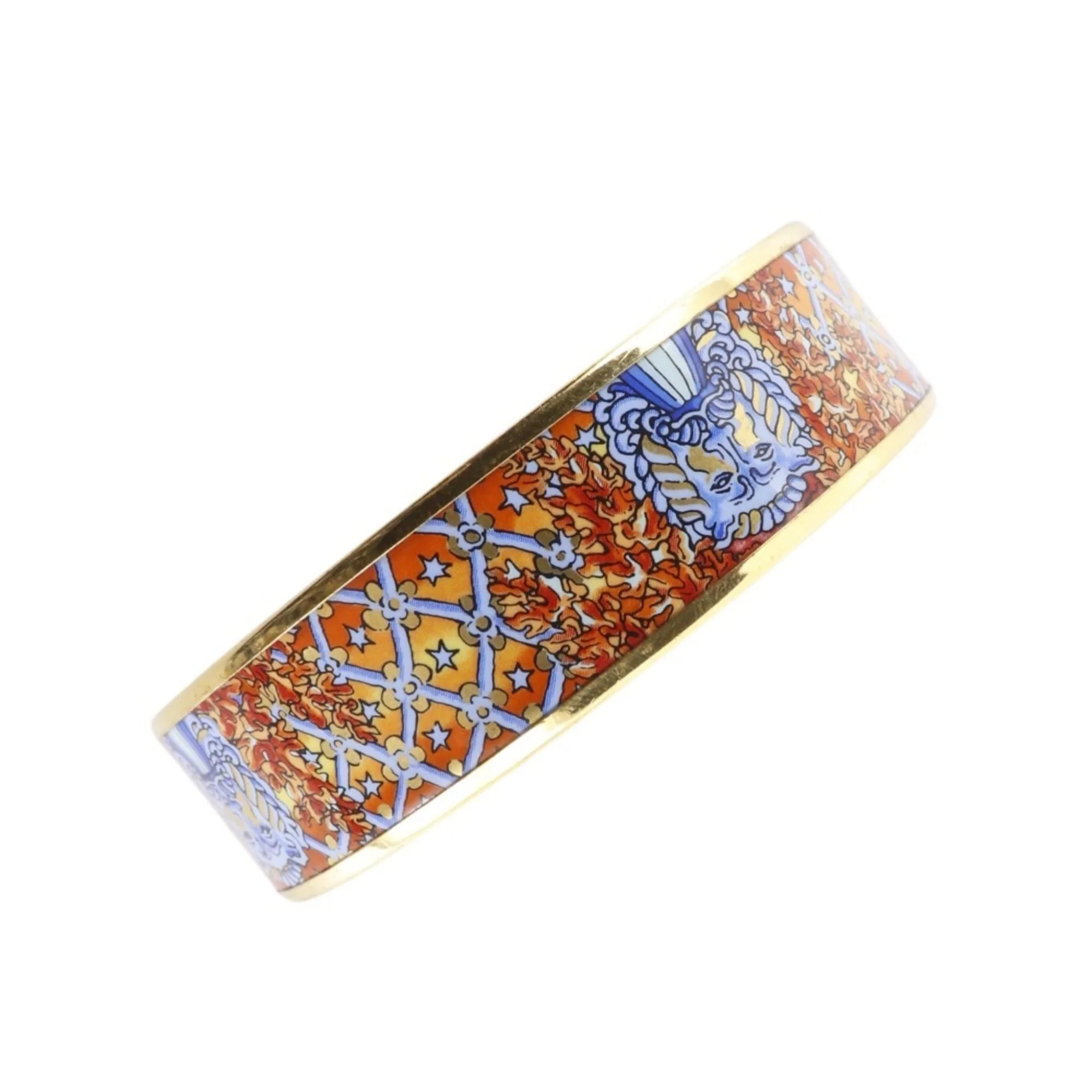 Bracelet Gold With CloisonnŽ Enamel Lion Design Orange
