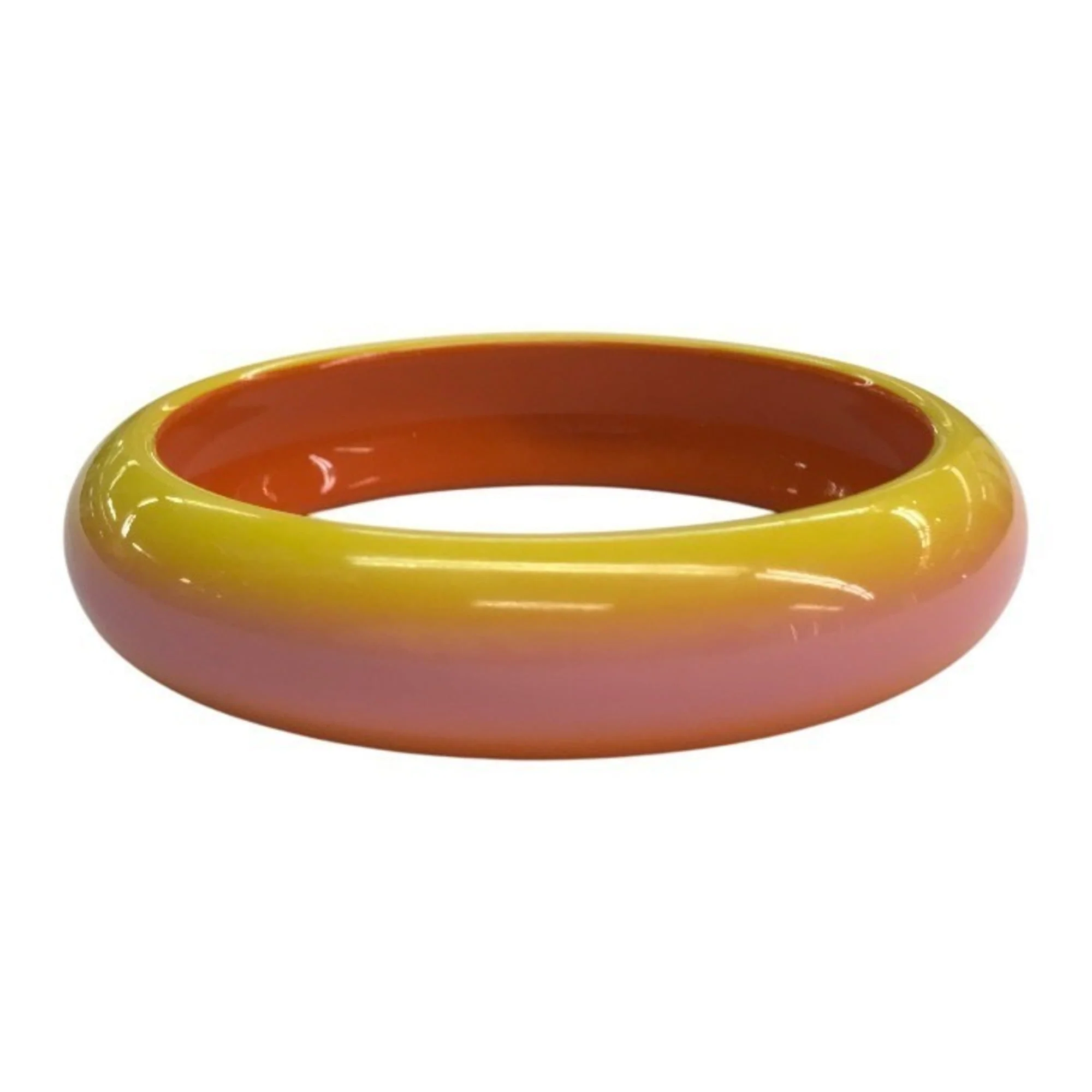 Bracelet Lacquer and Wood Pink Orange and Yellow - Image 3