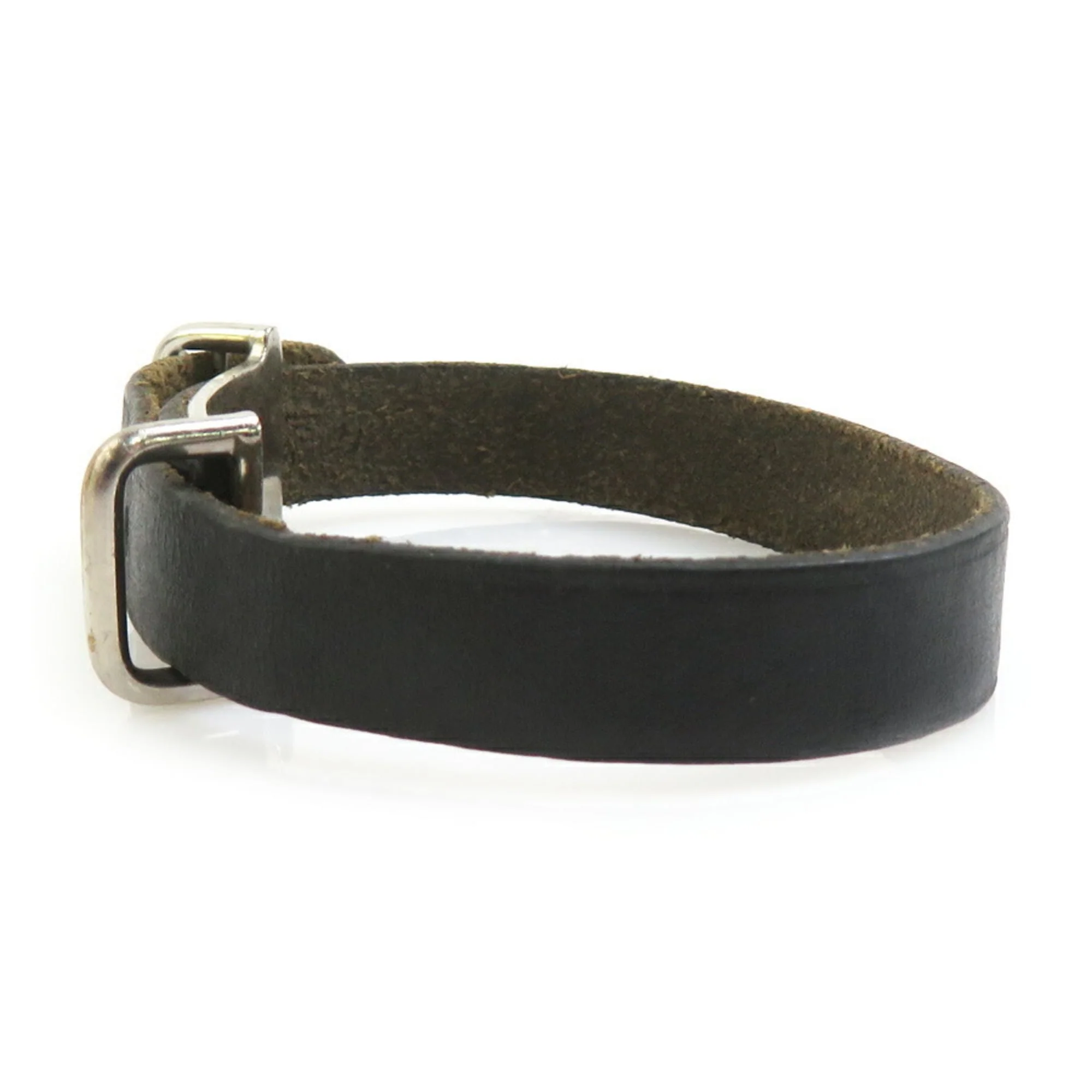 Bracelet Leather and Metal Black and Silver - Image 2