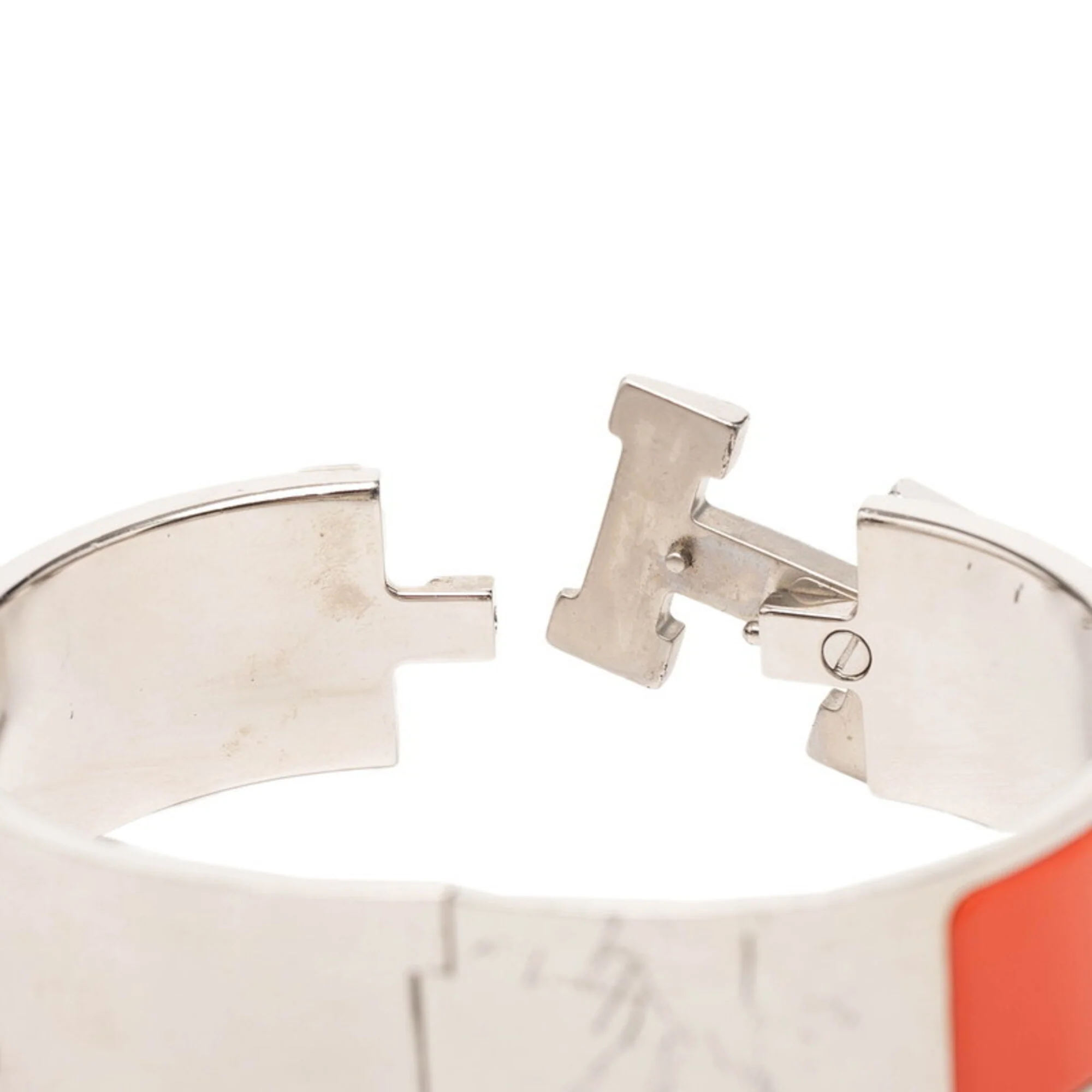 Clic Clac H Bangle Metal Orange White Silver Bracelet - Image 4