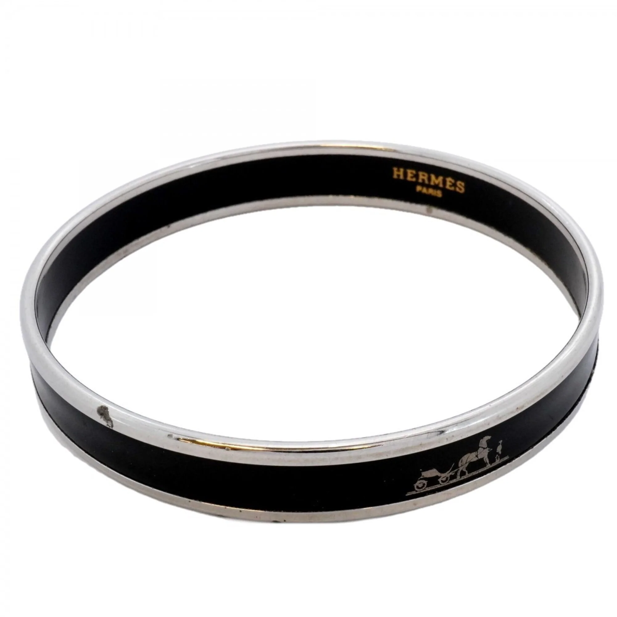 Email Bangle Bracelet Metal Black and Silver Mini Cloisonné