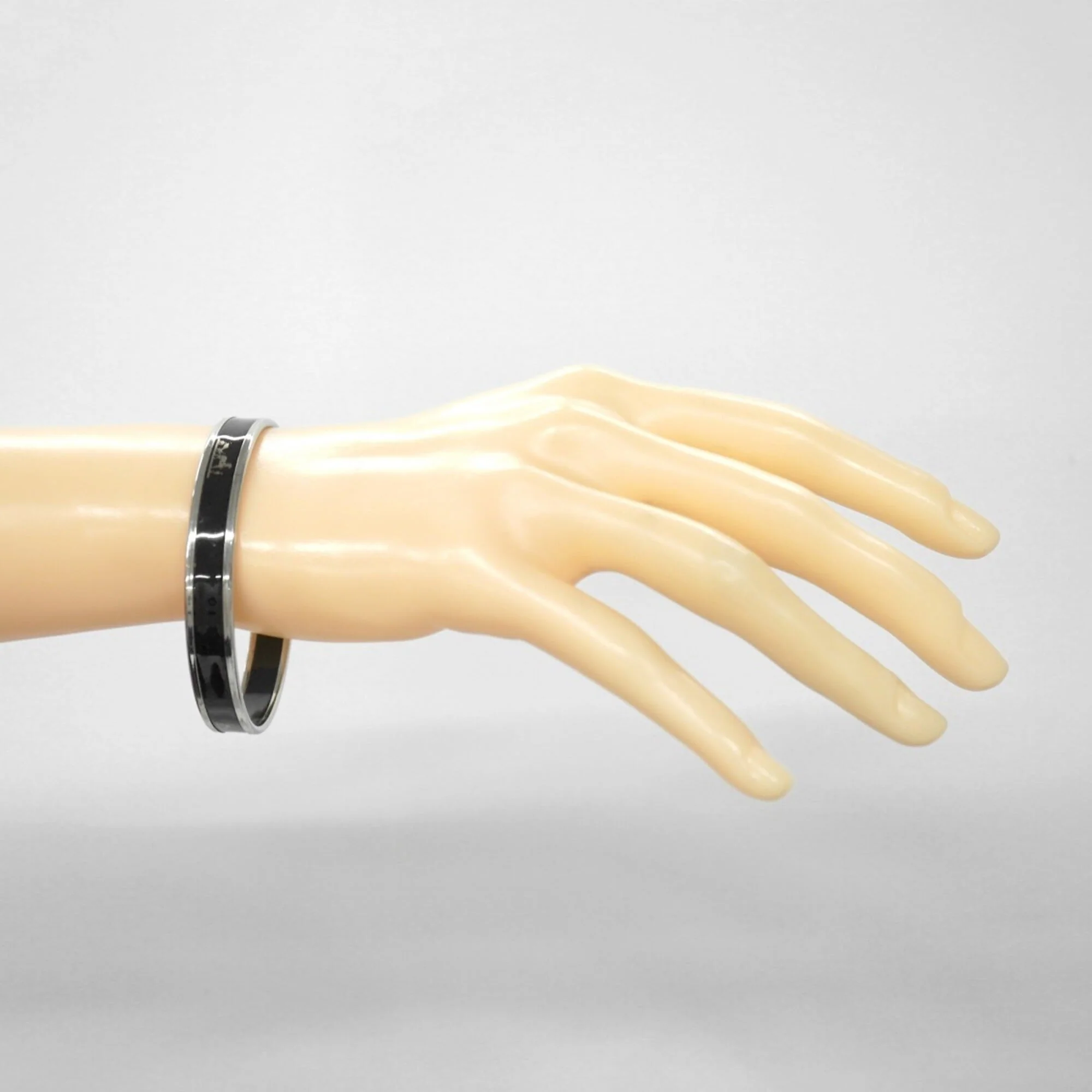 Email Bangle Bracelet Metal Black and Silver Mini Cloisonné - Image 6